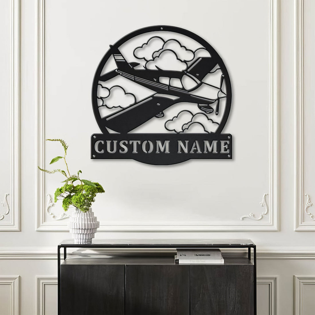 Premium Custom US Veteran Metal Signs VPVC901022, Personalized Airplane Monogram Sign Aircraft Hangar Pilot Name Sign Airforce Patriotic Decor Gift