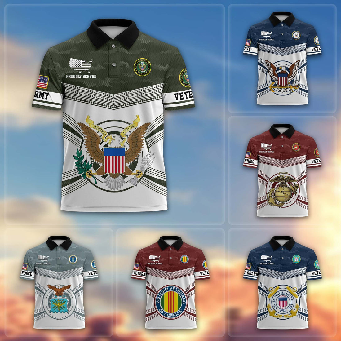 Premium US Veterans Polo Shirt BPVC070301, Gifts For US Veterans, Gifts On Father's Day, Independence Day, Armed Forces Day, Veterans Day.