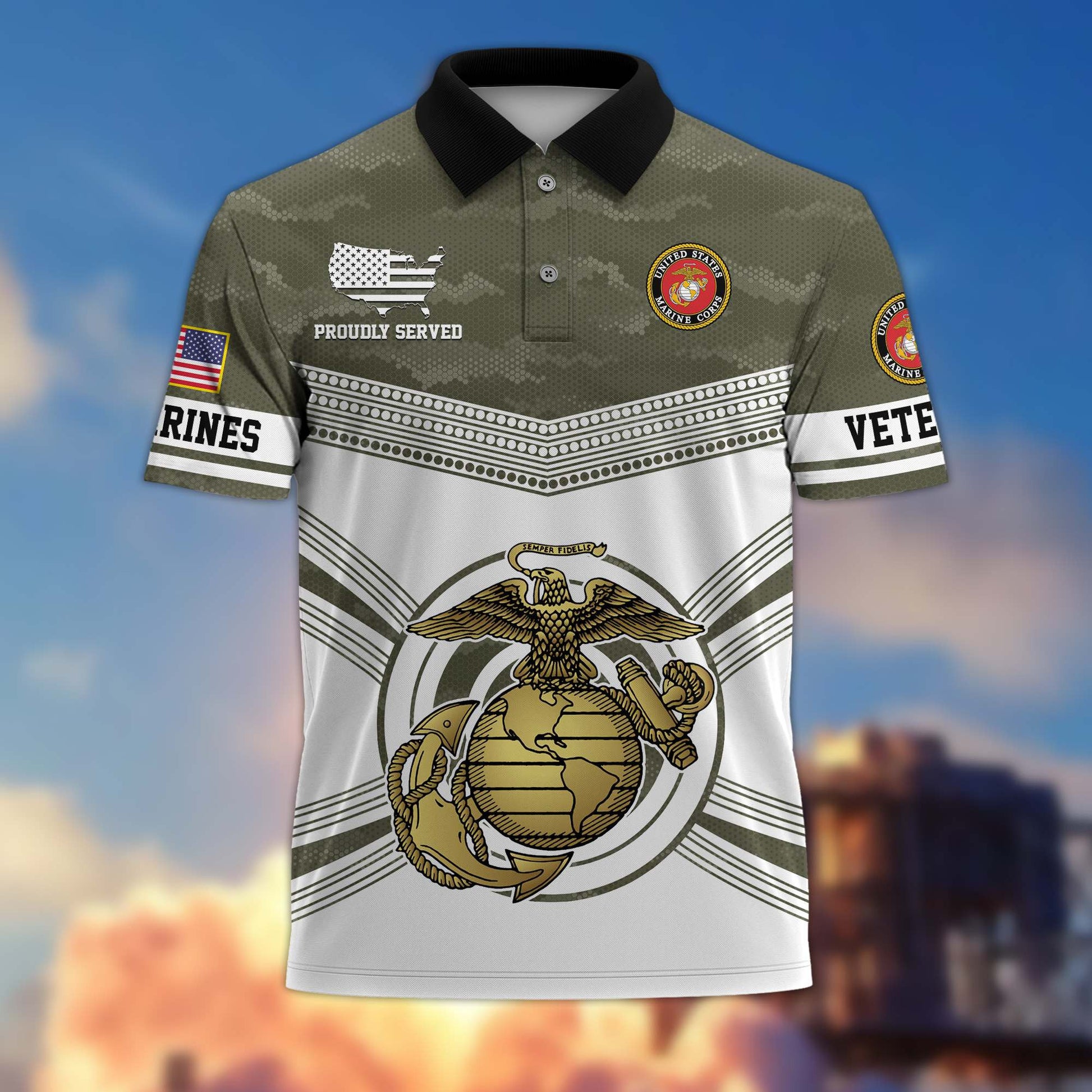 Premium US Veterans Polo Shirt BPVC070301, Gifts For US Veterans, Gifts On Father's Day, Independence Day, Armed Forces Day, Veterans Day.