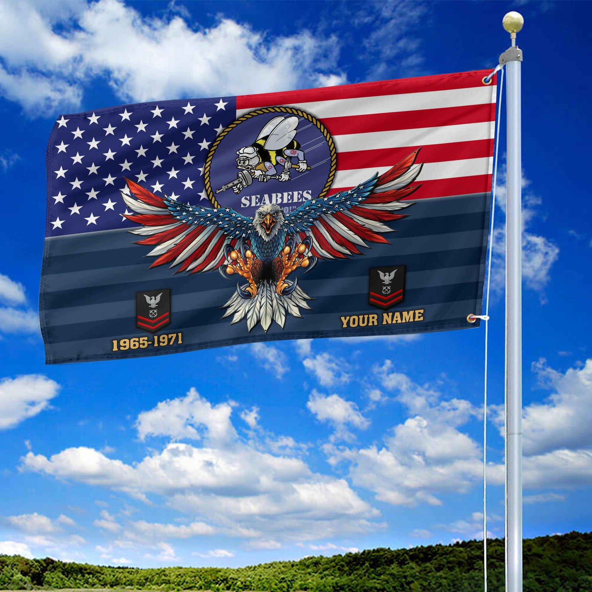 Premium Custom US Seabees Grommet Flag VPVC109009, Gifts For Seabees Veteran, Gifts For Dad, For Husband, Best Gifts On Father's Day, Armed Forces Day, Independence Day, Veterans Day.