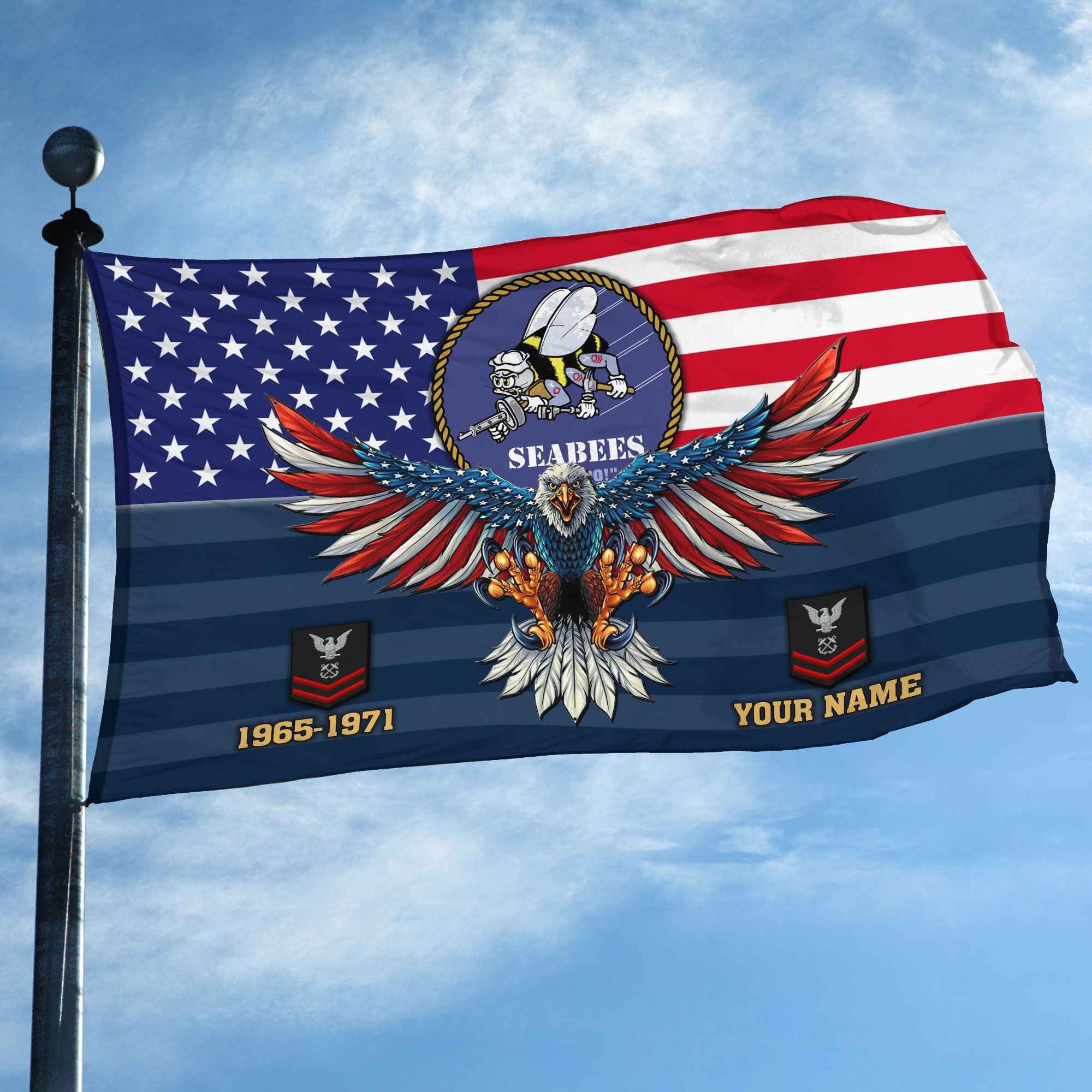 Premium Custom US Seabees Grommet Flag VPVC109009, Gifts For Seabees Veteran, Gifts For Dad, For Husband, Best Gifts On Father's Day, Armed Forces Day, Independence Day, Veterans Day.