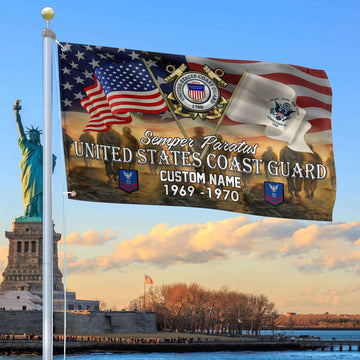 Unique Custom Name, Rank, Year, USCG Grommet Flag VPVC109105, Gifts For Coast Guard Veteran, Gifts For Dad, For Husband, Best Gifts On Father's Day, Independence Day, Veterans Day.