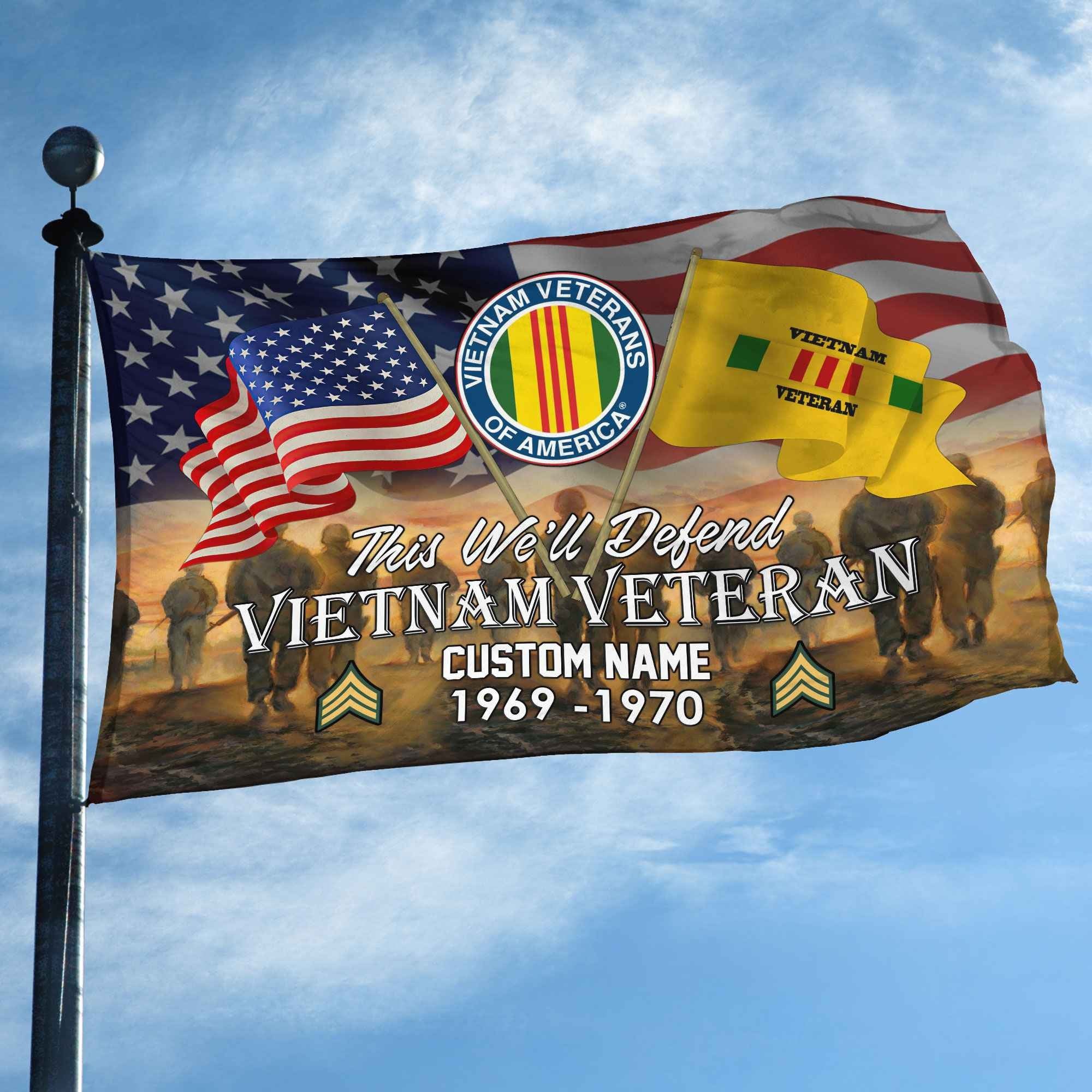 Unique Custom Name, Rank, Year, Vietnam Veteran Grommet Flag VPVC109106, Gifts For Vietnam Veteran, Gifts For Dad, For Husband, Best Gifts On Father's Day, Independence Day, Veterans Day.