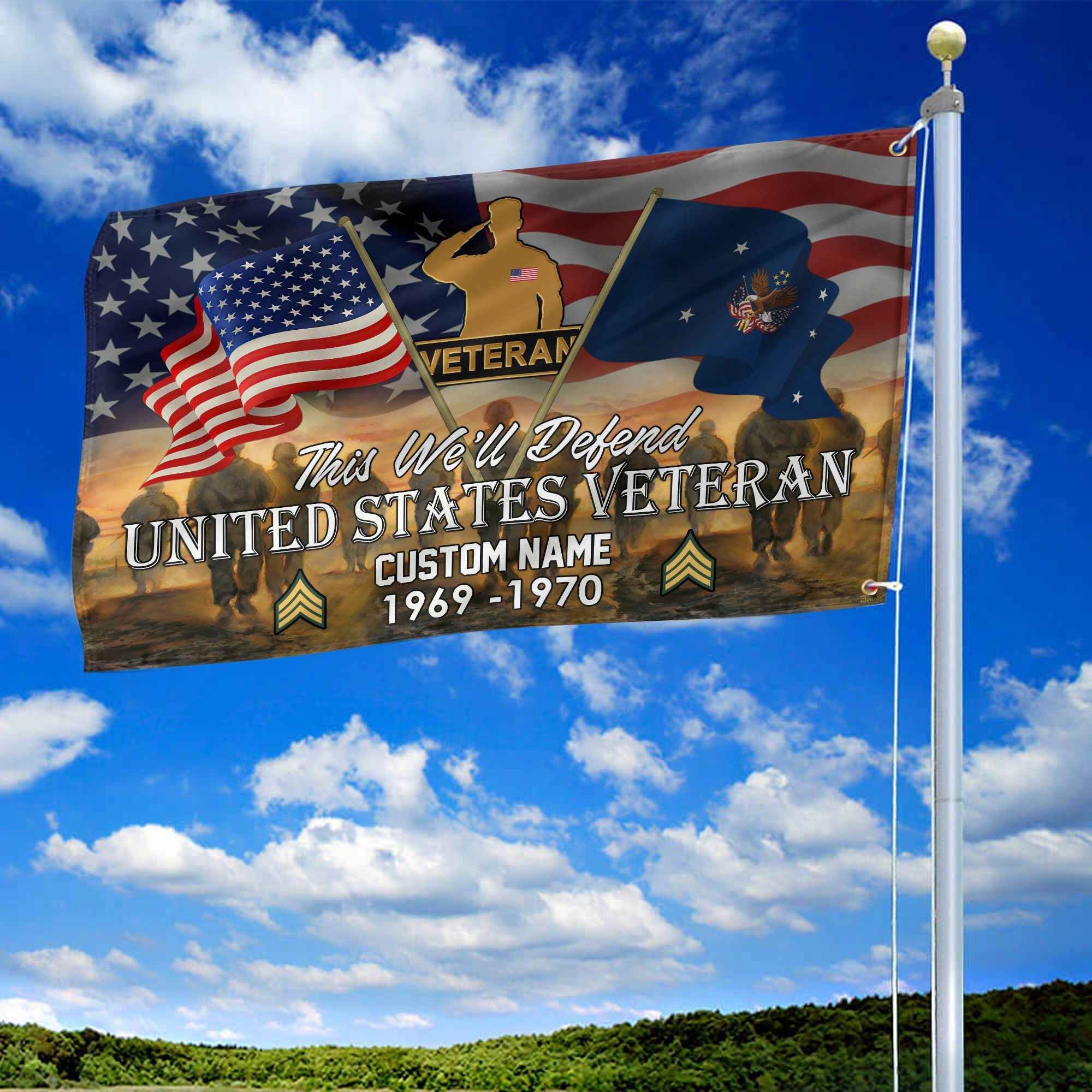 Unique Custom Name, Rank, Year, US Veteran Grommet Flag VPVC109107, Gifts For US Veteran, Gifts For Dad, For Husband, Best Gifts On Father's Day, Independence Day, Veterans Day.