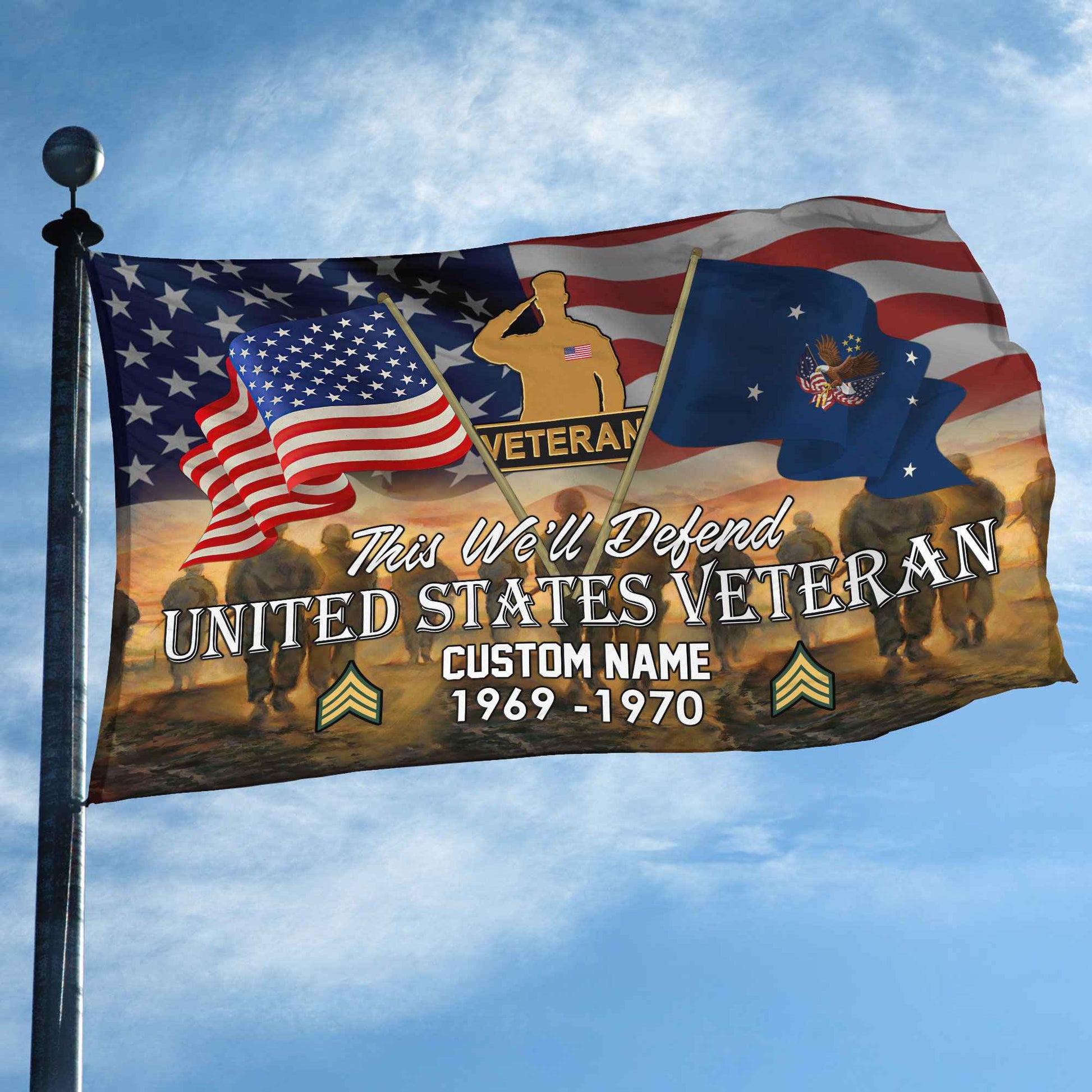 Unique Custom Name, Rank, Year, US Veteran Grommet Flag VPVC109107, Gifts For US Veteran, Gifts For Dad, For Husband, Best Gifts On Father's Day, Independence Day, Veterans Day.