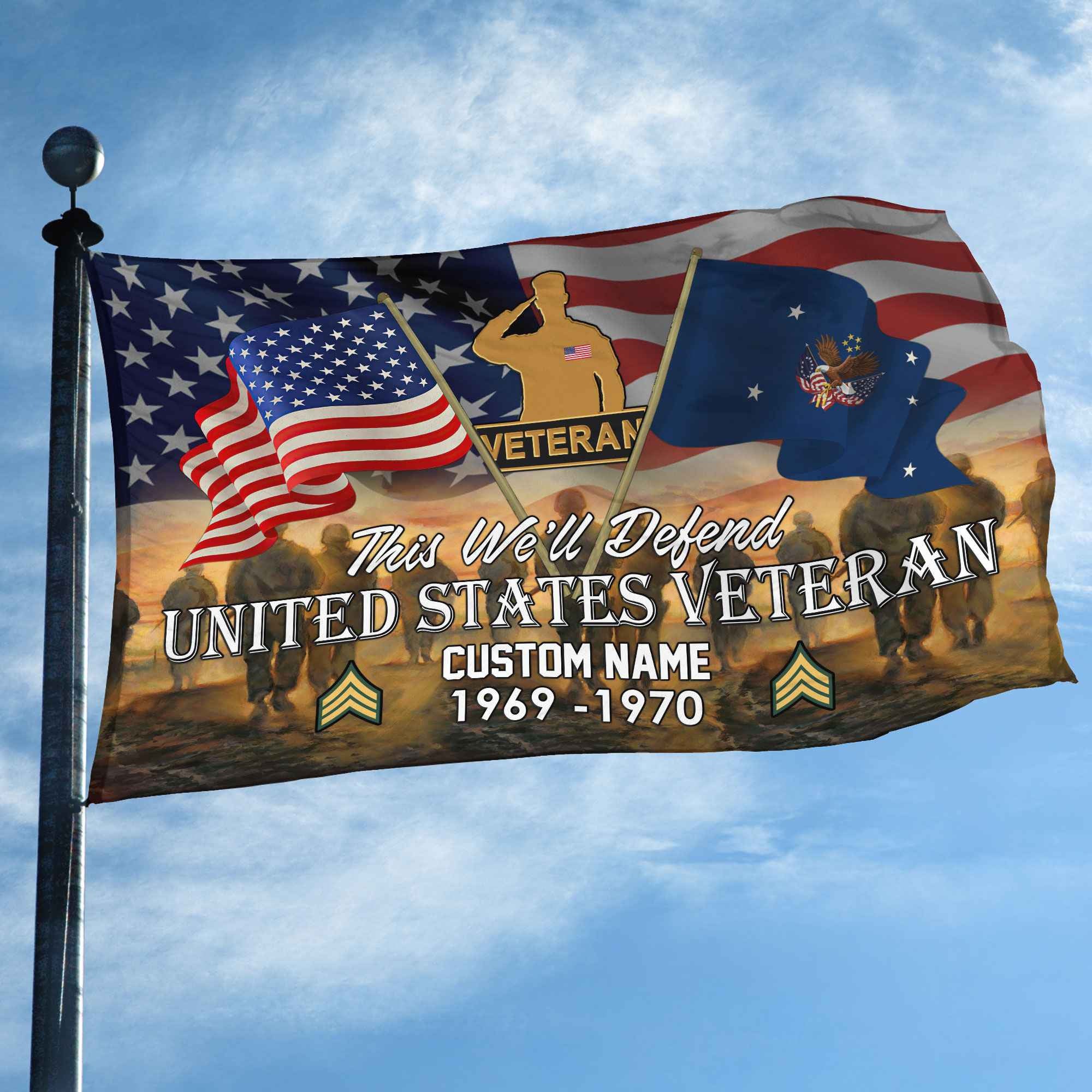 Unique Custom Name, Rank, Year, US Veteran Grommet Flag VPVC109107, Gifts For US Veteran, Gifts For Dad, For Husband, Best Gifts On Father's Day, Independence Day, Veterans Day.