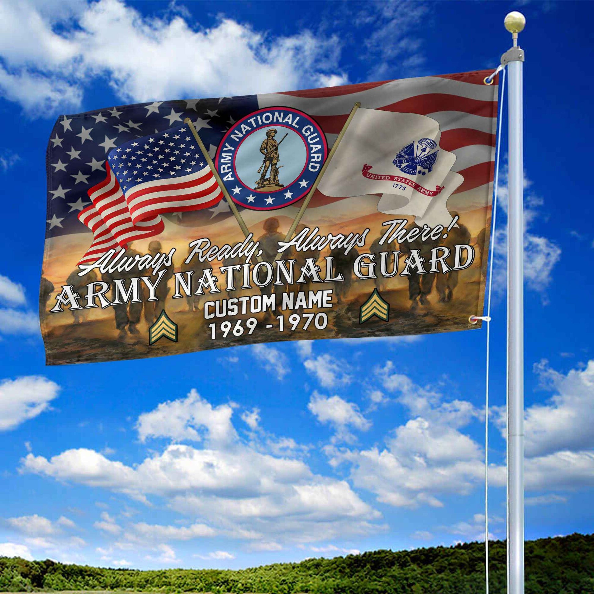 Unique Custom Name, Rank, Year, US Army National Guard Grommet Flag VPVC109108, Gifts For Army National Guard Veteran, Gifts For Dad, For Husband, Best Gifts On Father's Day, Independence Day, Veterans Day.