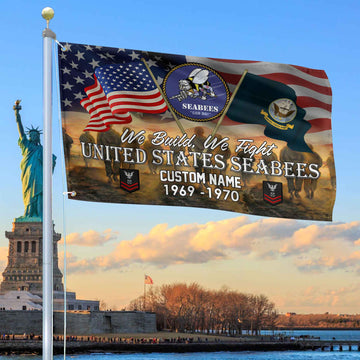 Unique Custom Name, Rank, Year, US Seabees Grommet Flag VPVC109109, Gifts For Seabees Veteran, Gifts For Dad, For Husband, Best Gifts On Father's Day, Independence Day, Veterans Day.