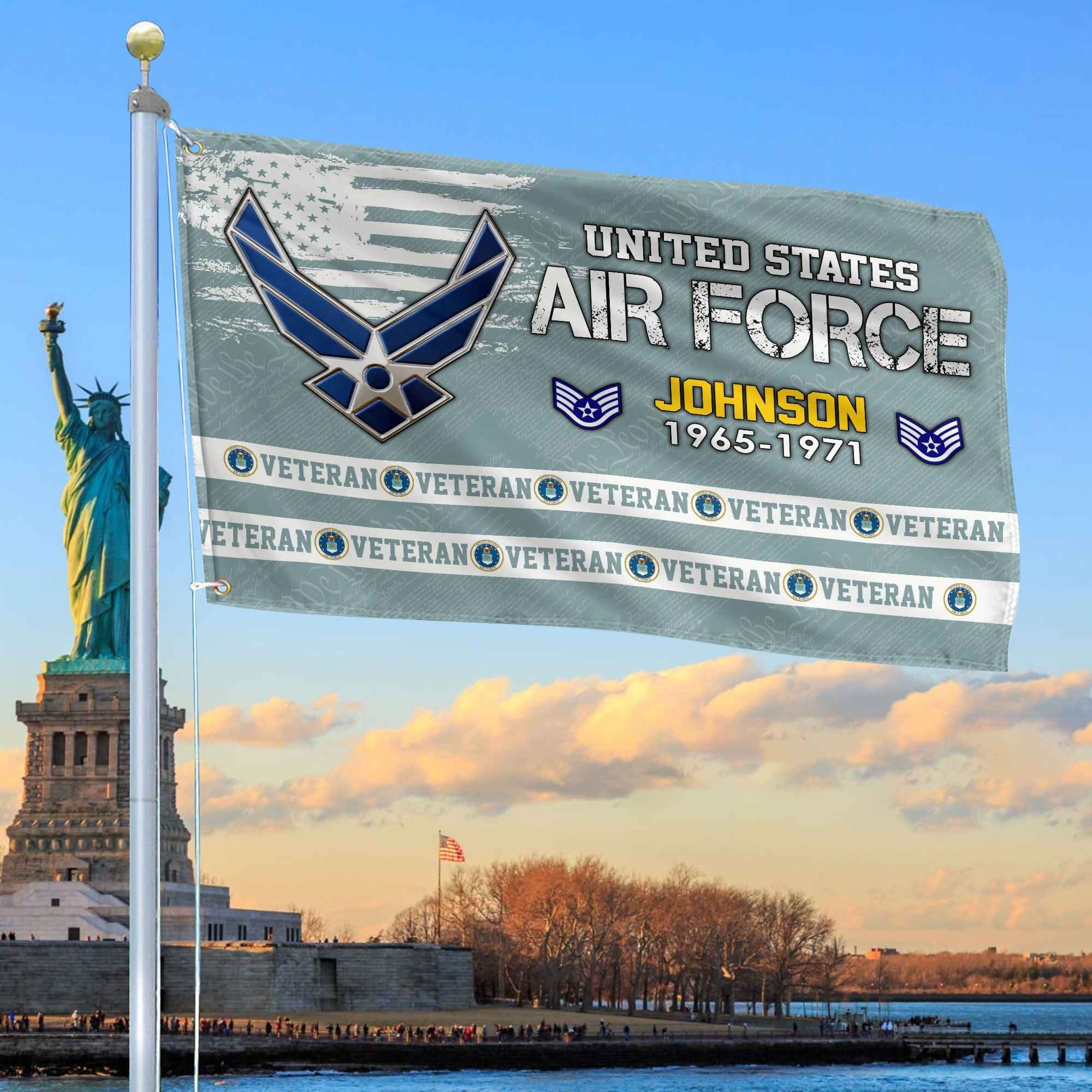 Premium Custom USAF Grommet Flag VPVC109204, Gifts For Air Force Veteran, Best Gifts On Father's Day, Armed Forces Day, Independence Day, Veterans Day.
