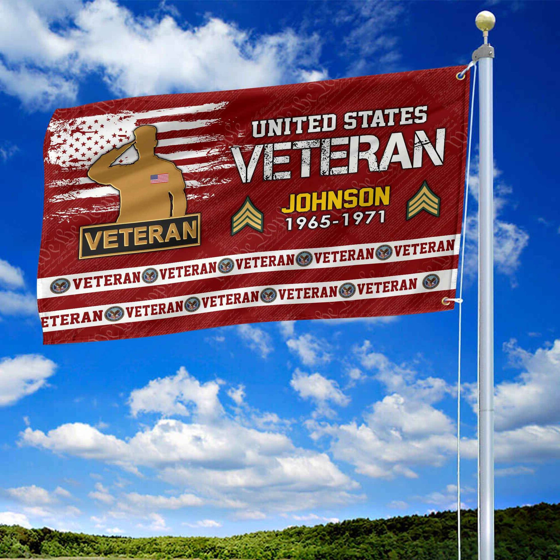 Premium Custom US Veteran Grommet Flag VPVC109207, Gifts For US Veteran, Best Gifts On Father's Day, Armed Forces Day, Independence Day, Veterans Day.