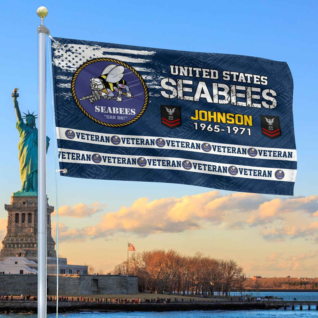 Premium Custom US Seabees Grommet Flag VPVC109209, Gifts For Seabees Veteran, Best Gifts On Father's Day, Armed Forces Day, Independence Day, Veterans Day.