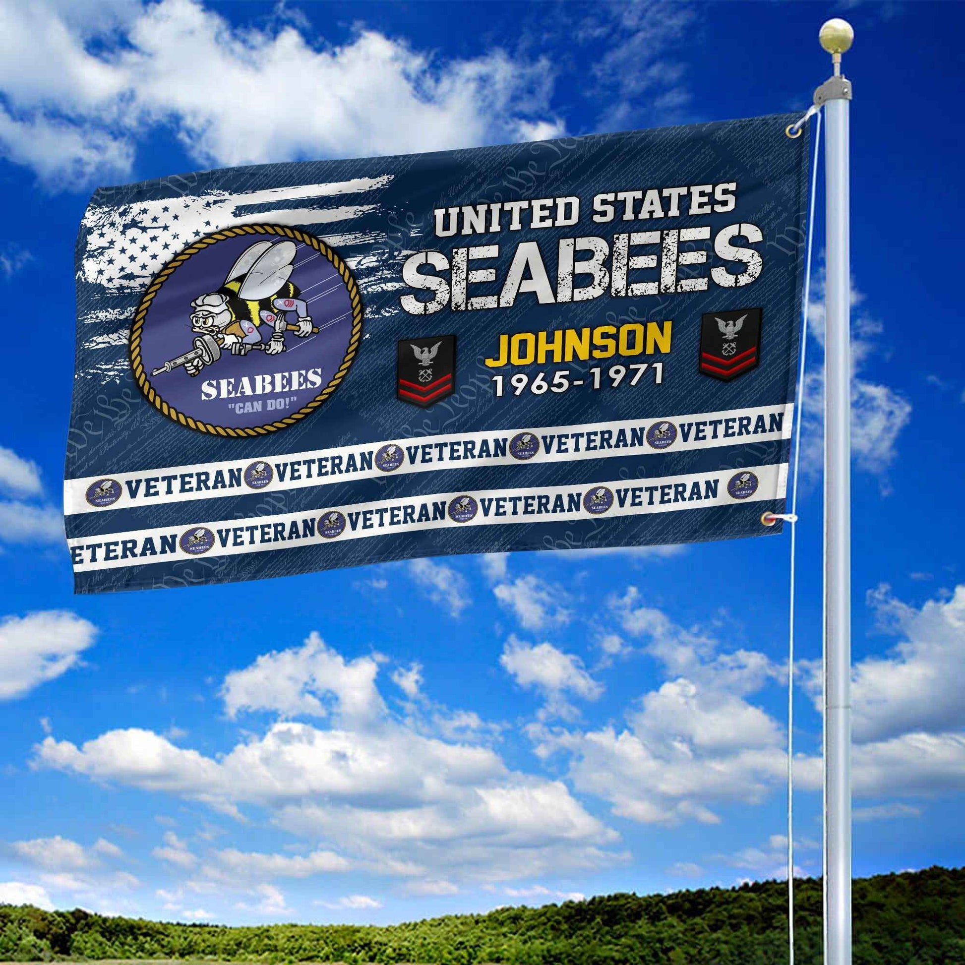 Premium Custom US Seabees Grommet Flag VPVC109209, Gifts For Seabees Veteran, Best Gifts On Father's Day, Armed Forces Day, Independence Day, Veterans Day.