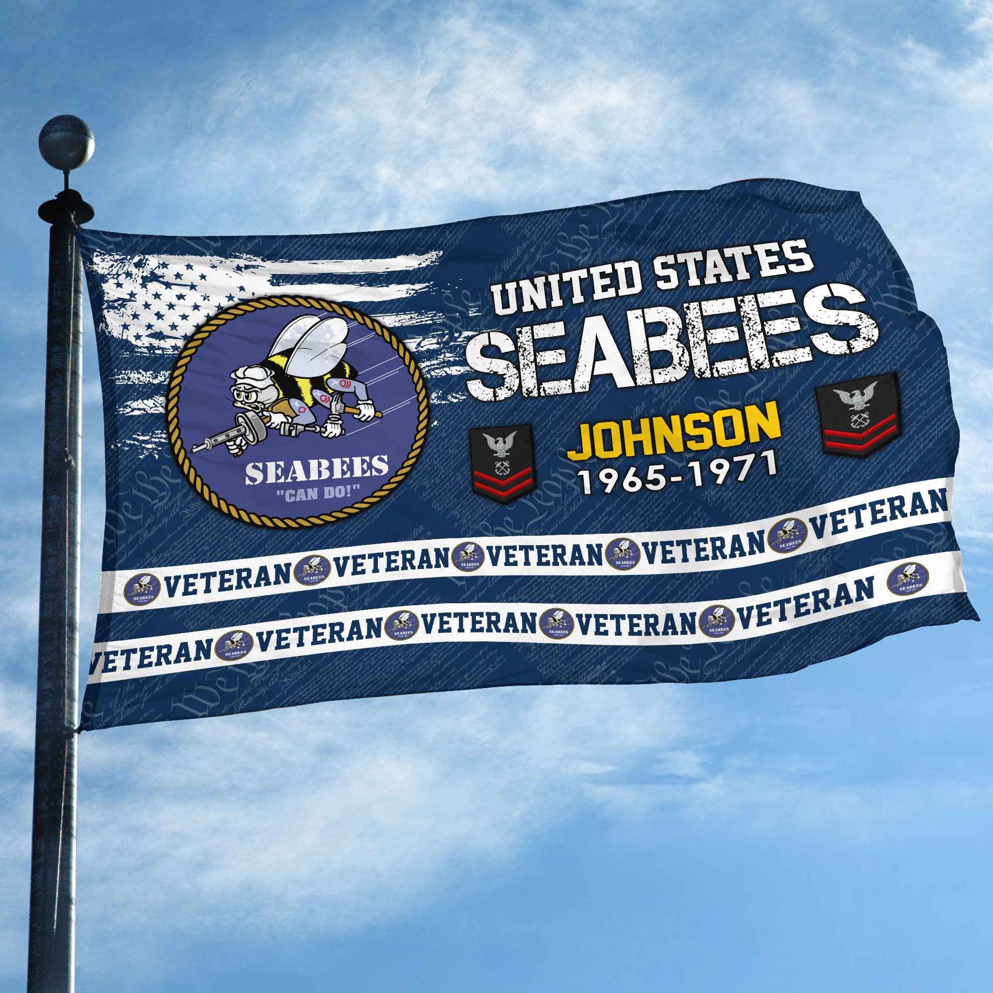 Premium Custom US Seabees Grommet Flag VPVC109209, Gifts For Seabees Veteran, Best Gifts On Father's Day, Armed Forces Day, Independence Day, Veterans Day.