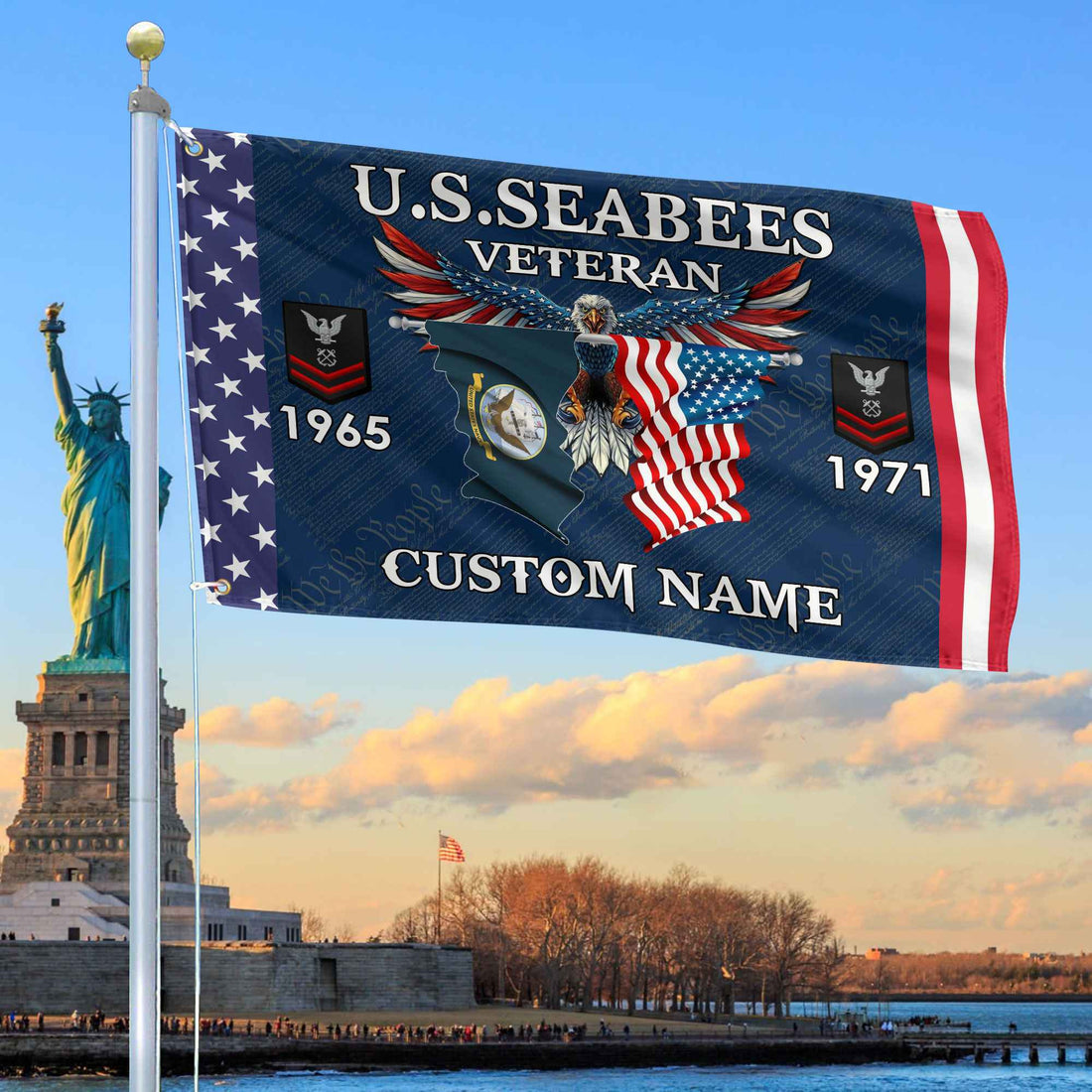 US Seabees Custom Grommet Flag VPVC109309, Gifts For Seabees Veteran, Best Gifts On Father's Day, Armed Forces Day, Independence Day, Veterans Day.