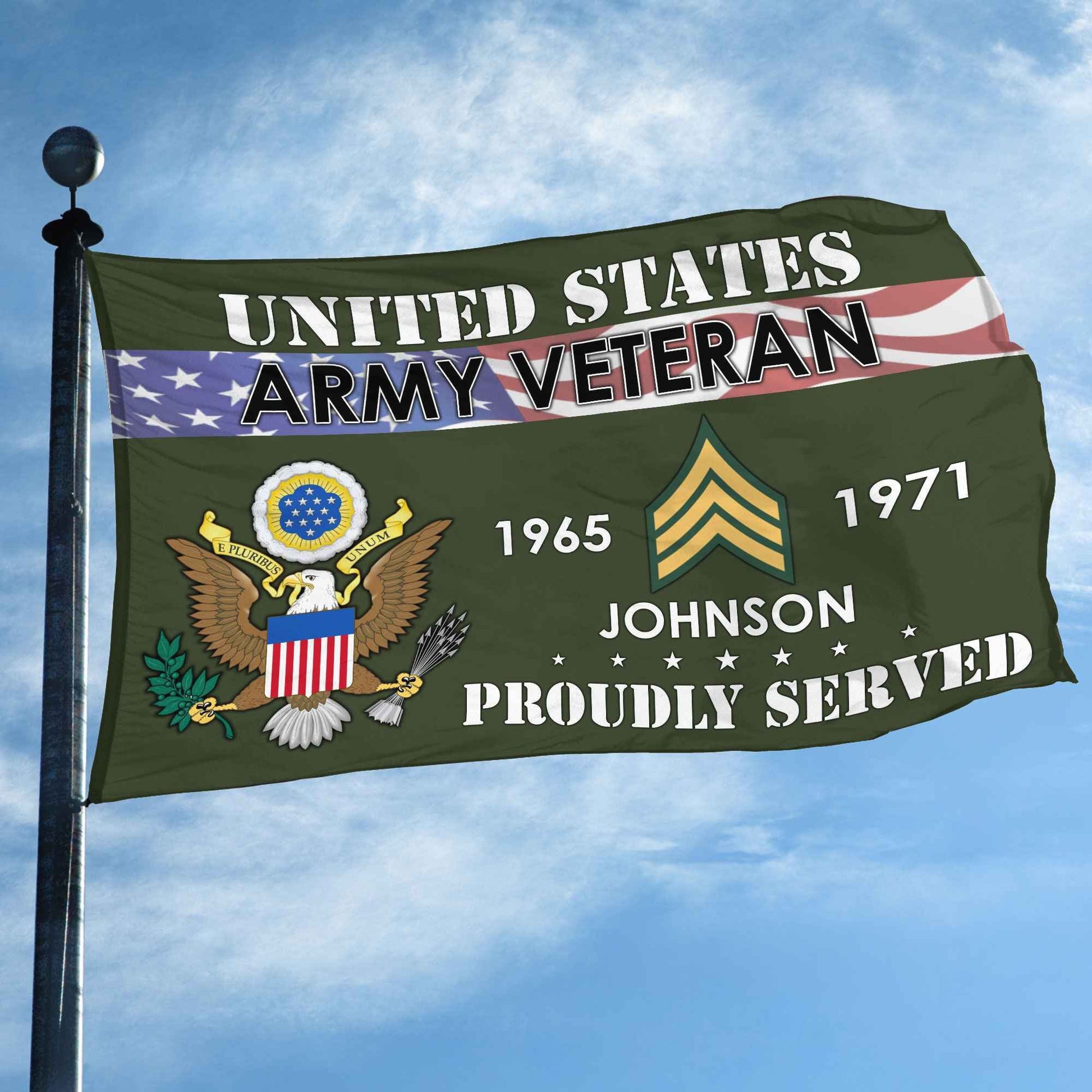 Premium US Army Grommet Flag VPVC109401, Custom Name, Rank, Year, Gifts For Army Veteran, Best Gifts On Father's Day, Armed Forces Day, Independence Day, Veterans Day.