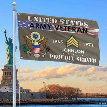Premium US Army Grommet Flag VPVC109410, Custom Name, Rank, Year, Gifts For Army Veteran, Best Gifts On Father's Day, Armed Forces Day, Independence Day, Veterans Day.