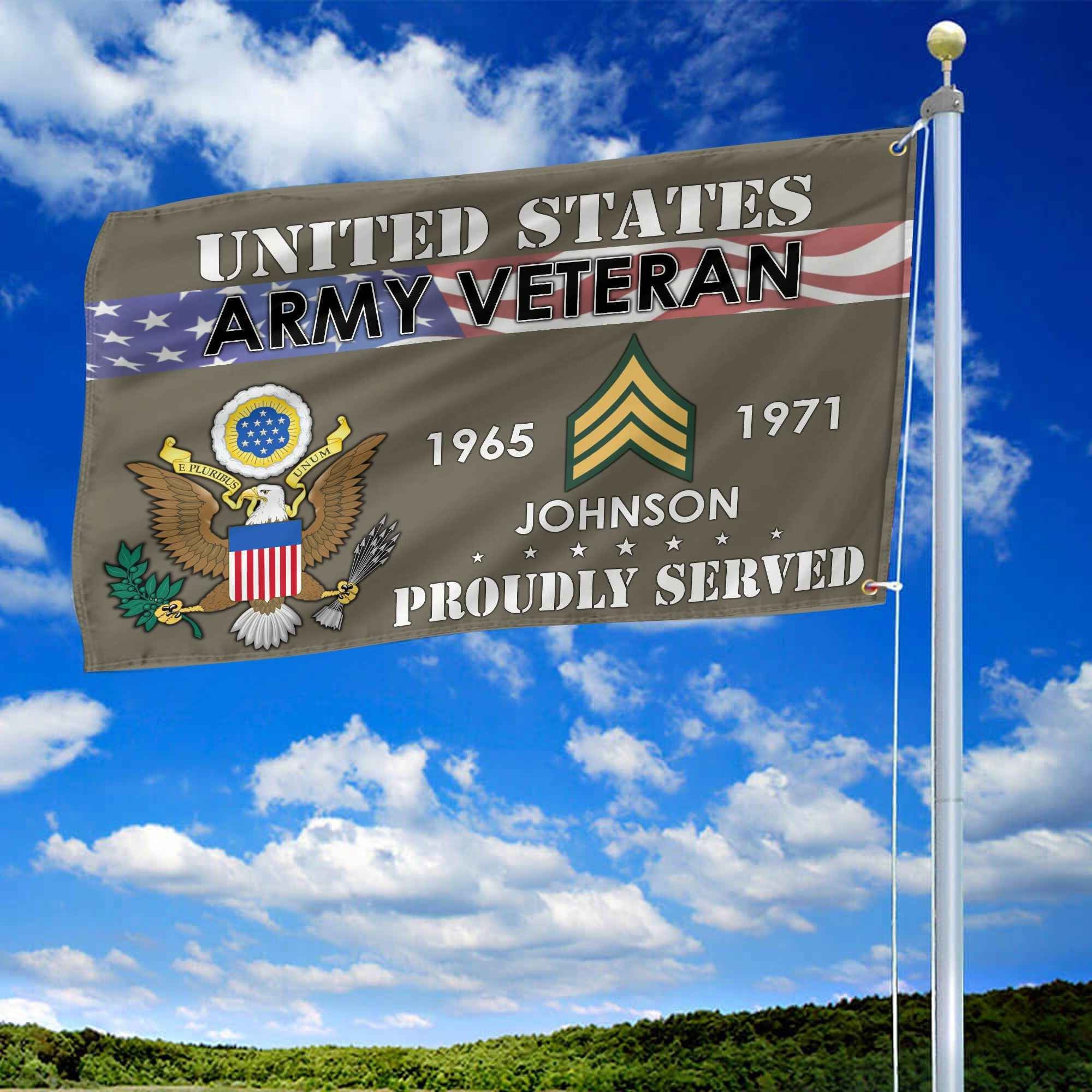Premium US Army Grommet Flag VPVC109410, Custom Name, Rank, Year, Gifts For Army Veteran, Best Gifts On Father's Day, Armed Forces Day, Independence Day, Veterans Day.