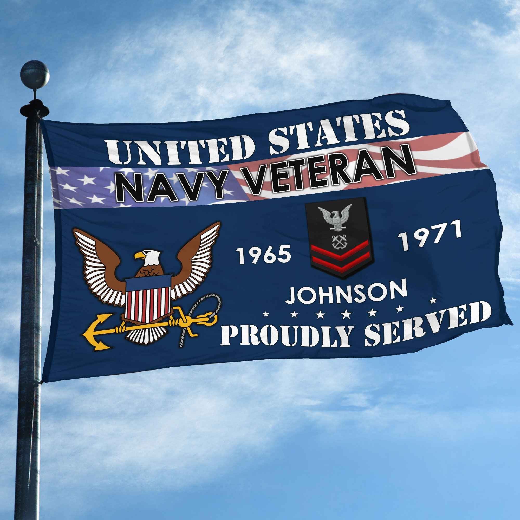 Premium US Navy Grommet Flag VPVC109402, Custom Name, Rank, Year, Gifts For Navy Veteran, Best Gifts On Father's Day, Armed Forces Day, Independence Day, Veterans Day.