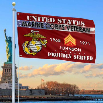 Premium USMC Grommet Flag VPVC109403, Custom Name, Rank, Year, Gifts For Marine Veteran, Best Gifts On Father's Day, Armed Forces Day, Independence Day, Veterans Day.