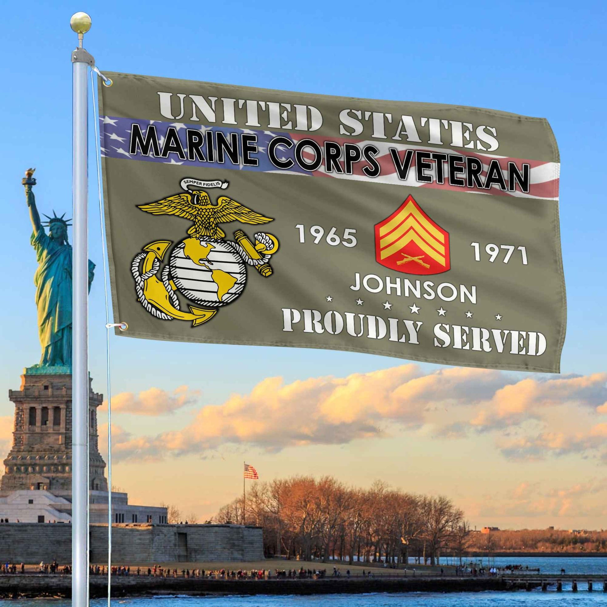Premium USMC Grommet Flag VPVC109411, Custom Name, Rank, Year, Gifts For Marine Veteran, Best Gifts On Father's Day, Armed Forces Day, Independence Day, Veterans Day.