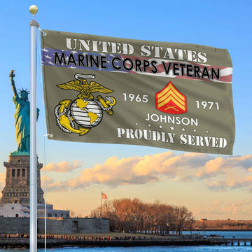 Premium USMC Grommet Flag VPVC109411, Custom Name, Rank, Year, Gifts For Marine Veteran, Best Gifts On Father's Day, Armed Forces Day, Independence Day, Veterans Day.