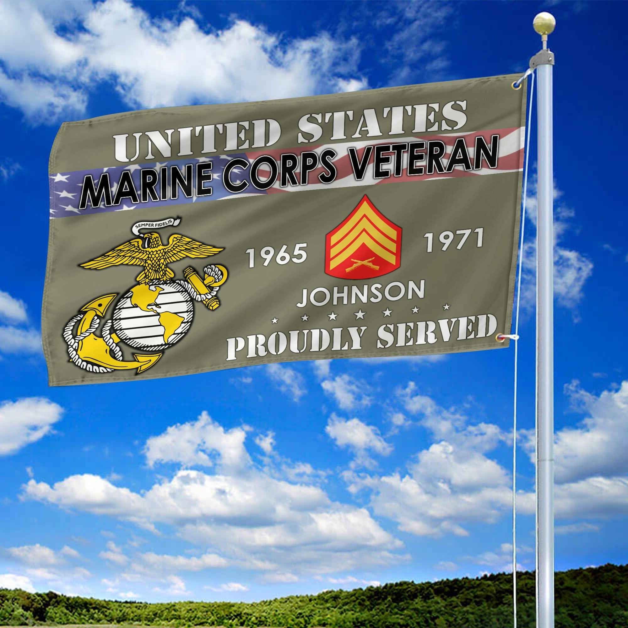 Premium USMC Grommet Flag VPVC109411, Custom Name, Rank, Year, Gifts For Marine Veteran, Best Gifts On Father's Day, Armed Forces Day, Independence Day, Veterans Day.