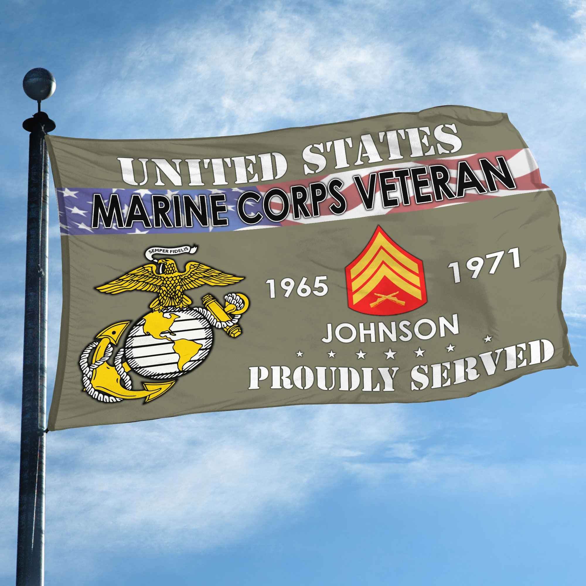 Premium USMC Grommet Flag VPVC109411, Custom Name, Rank, Year, Gifts For Marine Veteran, Best Gifts On Father's Day, Armed Forces Day, Independence Day, Veterans Day.