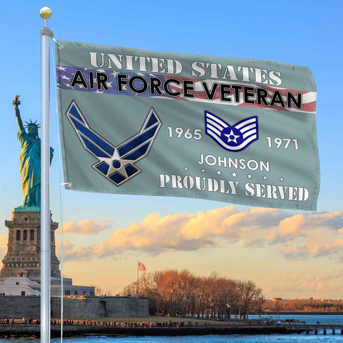 Premium USAF Grommet Flag VPVC109404, Custom Name, Rank, Year, Gifts For Air Force Veteran, Best Gifts On Father's Day, Armed Forces Day, Independence Day, Veterans Day.