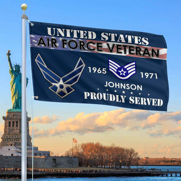 Premium USAF Grommet Flag VPVC109412, Custom Name, Rank, Year, Gifts For Air Force Veteran, Best Gifts On Father's Day, Armed Forces Day, Independence Day, Veterans Day.