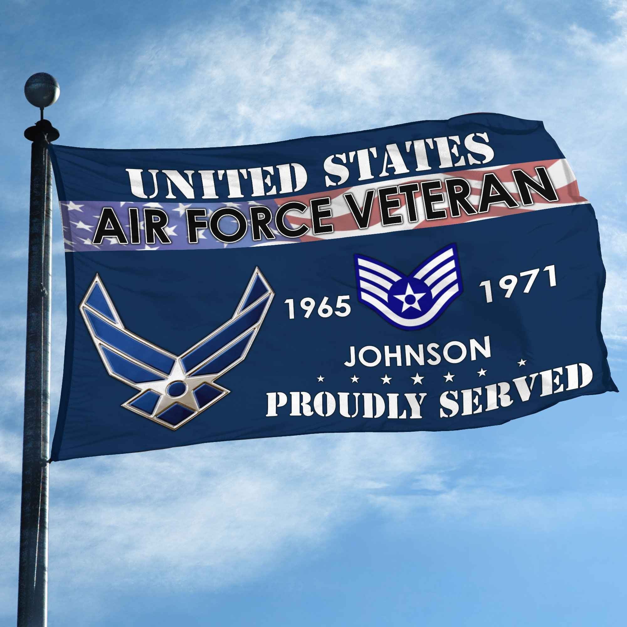 Premium USAF Grommet Flag VPVC109412, Custom Name, Rank, Year, Gifts For Air Force Veteran, Best Gifts On Father's Day, Armed Forces Day, Independence Day, Veterans Day.