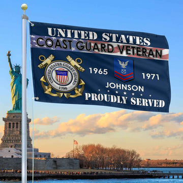 Premium USCG Grommet Flag VPVC109405, Custom Name, Rank, Year, Gifts For Coast Guard Veteran, Best Gifts On Father's Day, Armed Forces Day, Independence Day, Veterans Day.