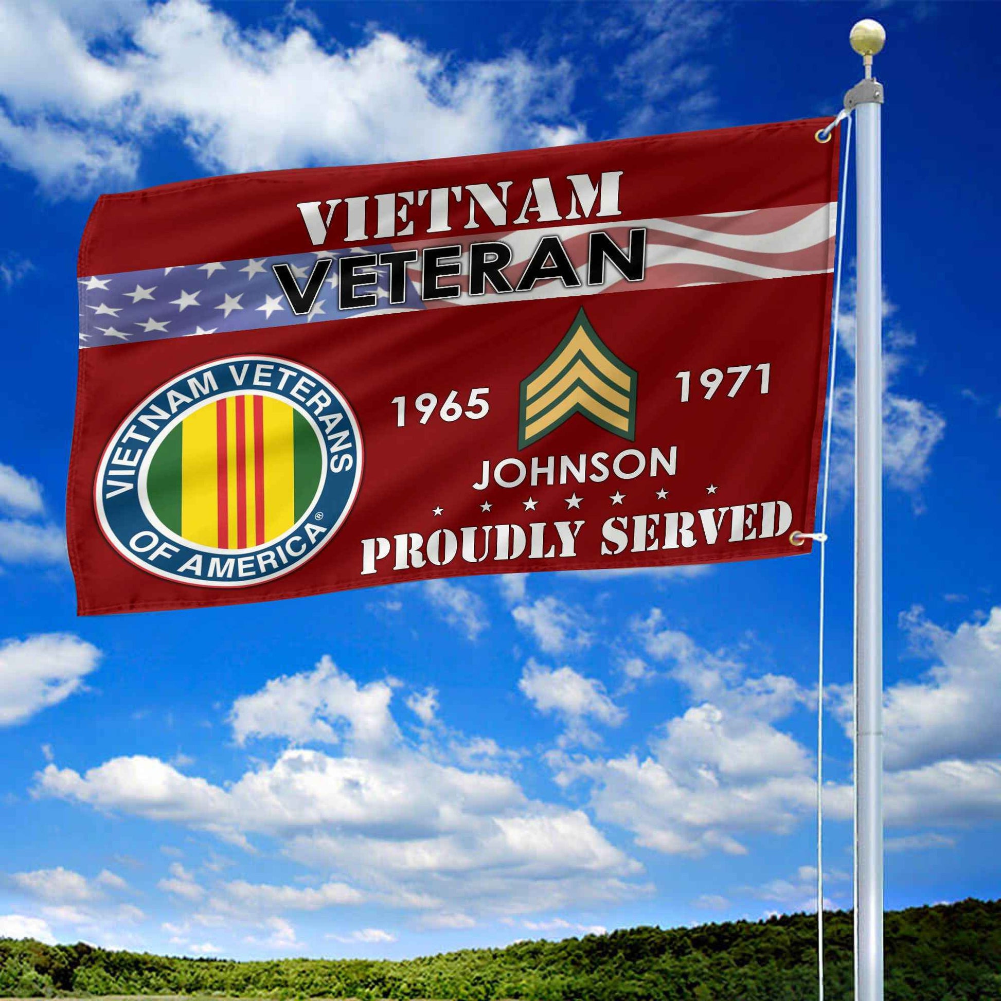 Premium Vietnam Veteran Grommet Flag VPVC109406, Custom Name, Rank, Year, Gifts For Vietnam Veteran, Best Gifts On Father's Day, Armed Forces Day, Independence Day, Veterans Day.