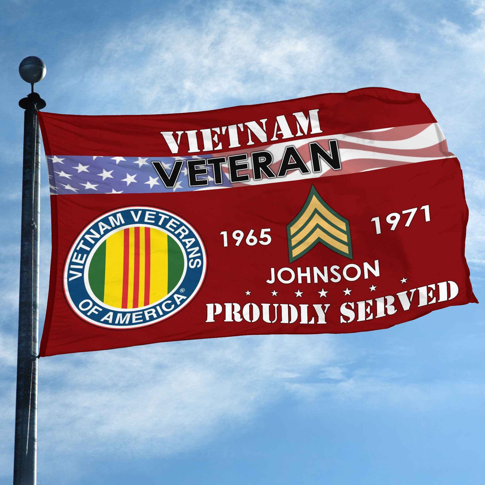 Premium Vietnam Veteran Grommet Flag VPVC109406, Custom Name, Rank, Year, Gifts For Vietnam Veteran, Best Gifts On Father's Day, Armed Forces Day, Independence Day, Veterans Day.