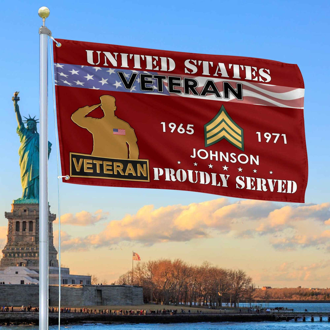 Premium US Veteran Grommet Flag VPVC109407, Custom Name, Rank, Year, Gifts For US Veteran, Best Gifts On Father's Day, Armed Forces Day, Independence Day, Veterans Day.