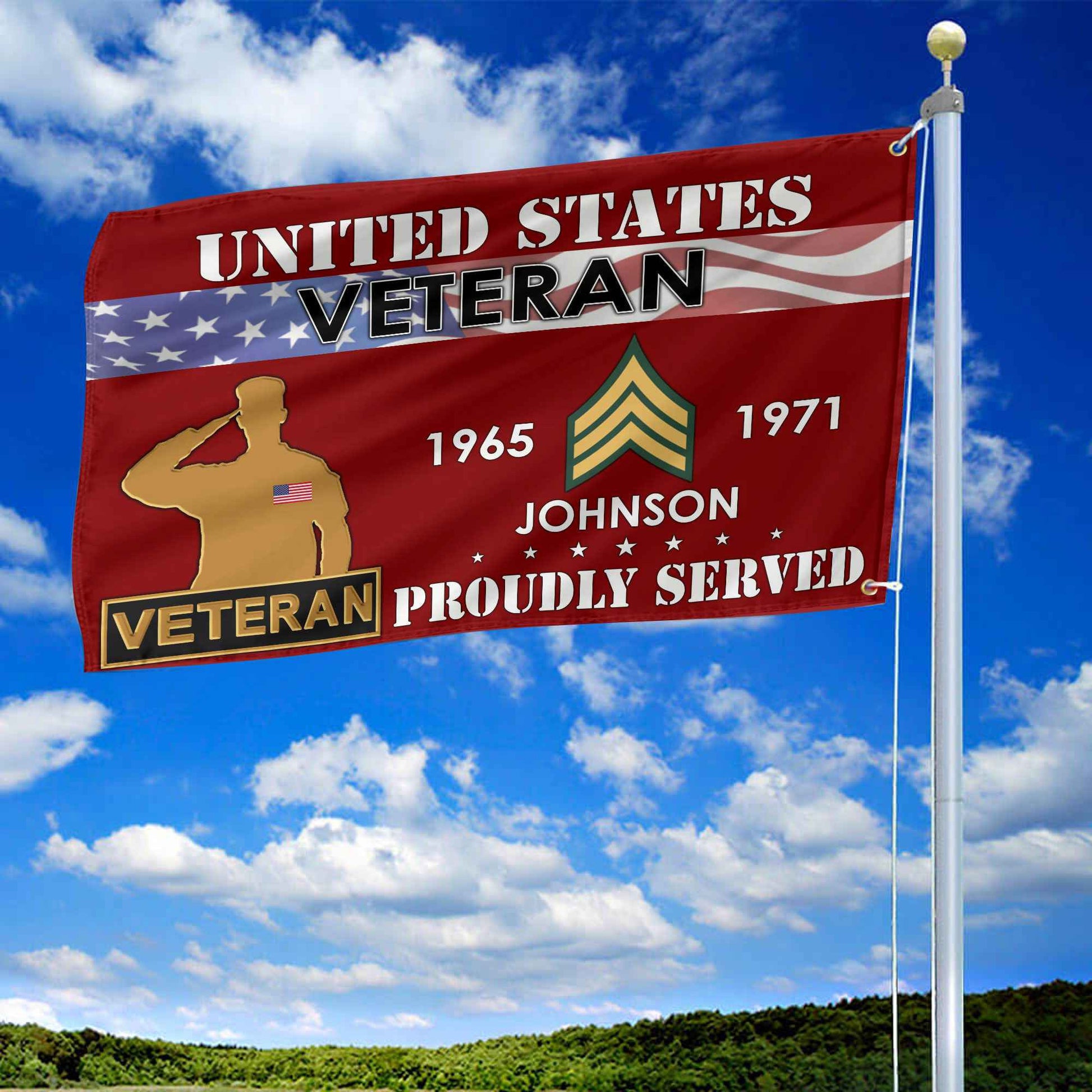 Premium US Veteran Grommet Flag VPVC109407, Custom Name, Rank, Year, Gifts For US Veteran, Best Gifts On Father's Day, Armed Forces Day, Independence Day, Veterans Day.