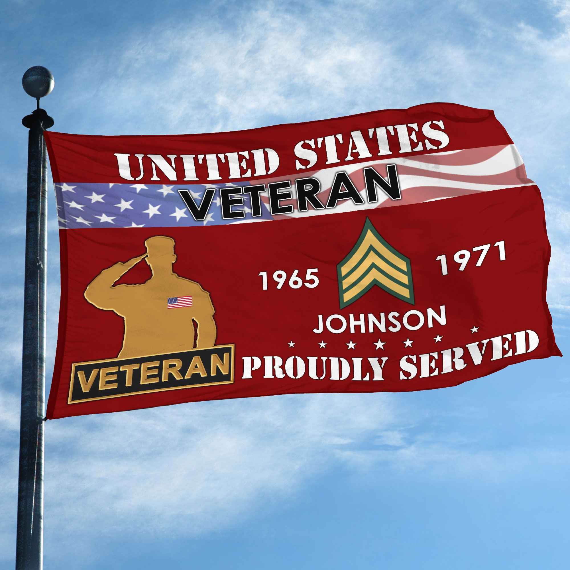 Premium US Veteran Grommet Flag VPVC109407, Custom Name, Rank, Year, Gifts For US Veteran, Best Gifts On Father's Day, Armed Forces Day, Independence Day, Veterans Day.