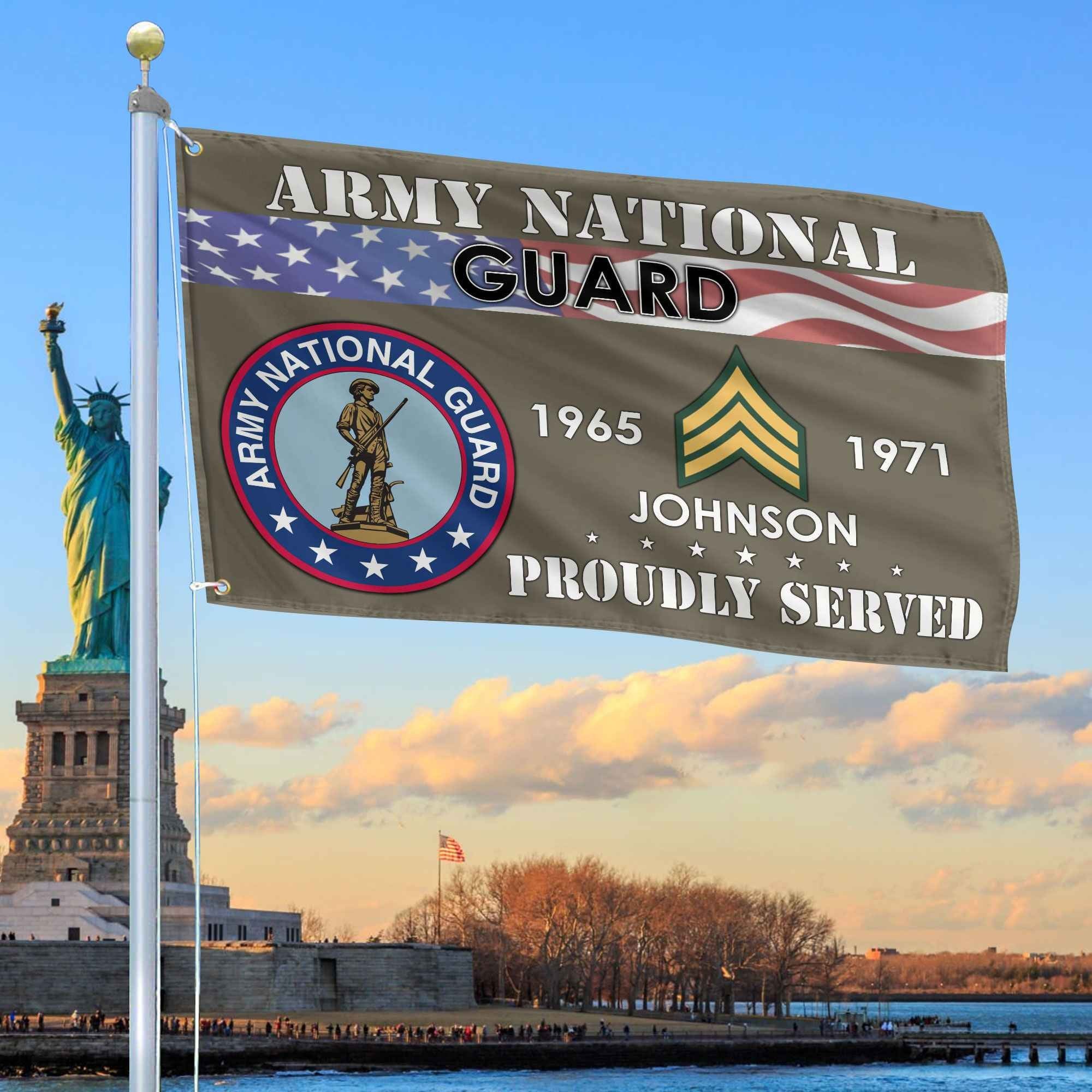 Premium US Army National Guard Grommet Flag VPVC109408, Custom Name, Rank, Year, Gifts For Army National Guard Veteran, Best Gifts On Father's Day, Armed Forces Day, Independence Day, Veterans Day.