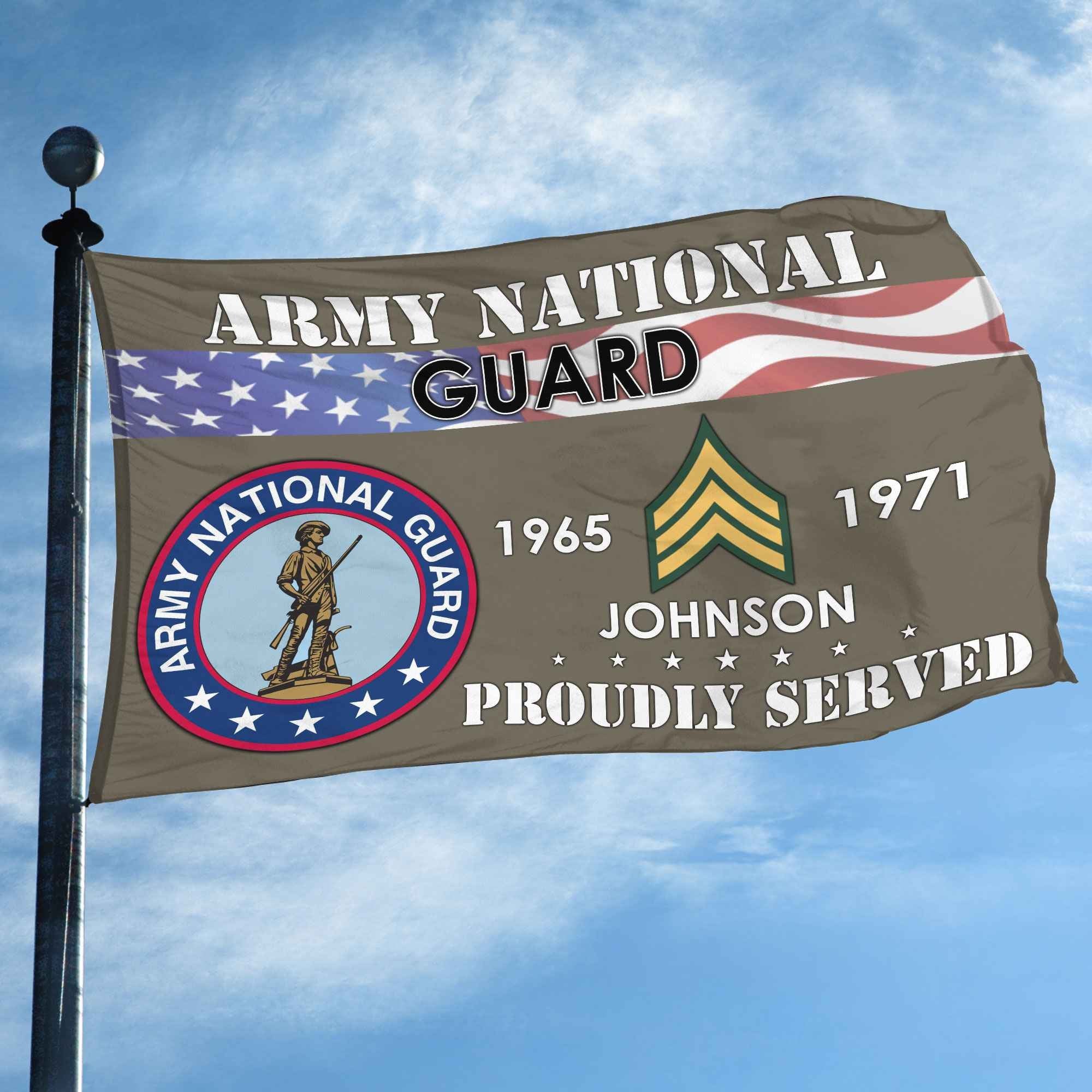 Premium US Army National Guard Grommet Flag VPVC109408, Custom Name, Rank, Year, Gifts For Army National Guard Veteran, Best Gifts On Father's Day, Armed Forces Day, Independence Day, Veterans Day.