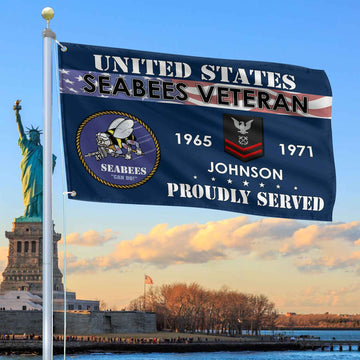 Premium US Seabees Grommet Flag VPVC109409, Custom Name, Rank, Year, Gifts For Seabees Veteran, Best Gifts On Father's Day, Armed Forces Day, Independence Day, Veterans Day.