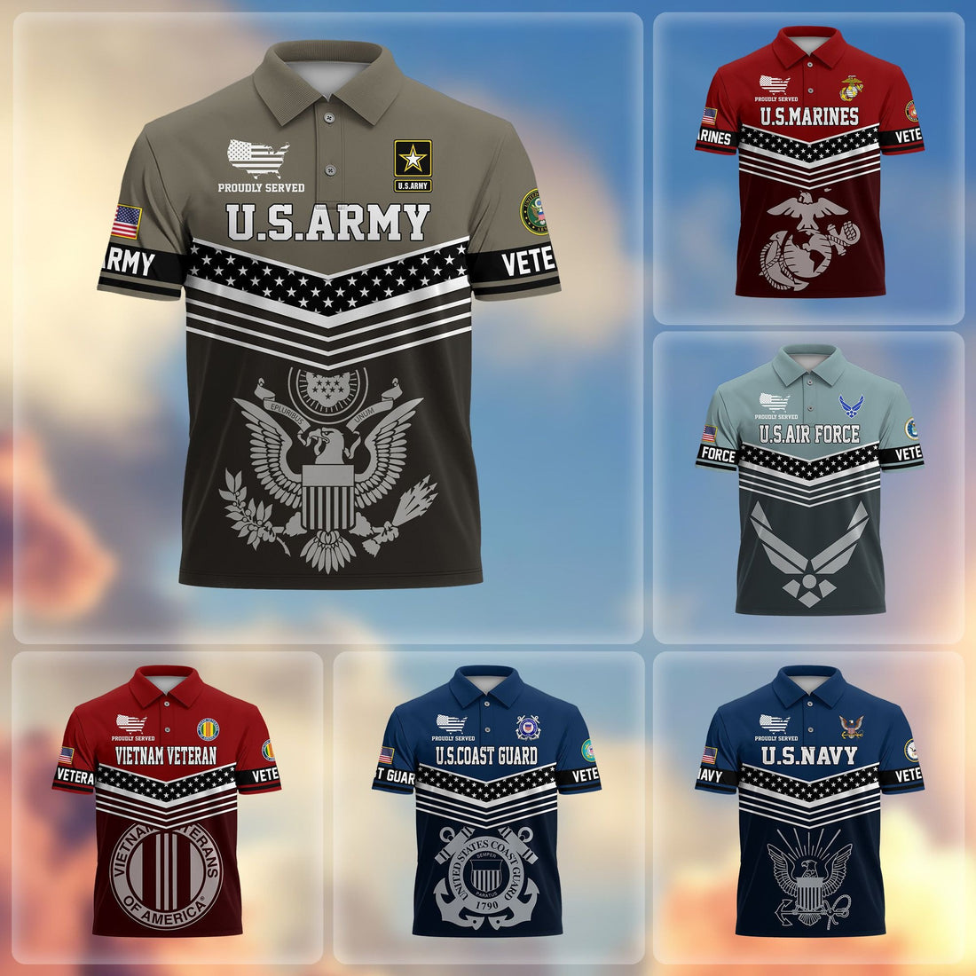 Premium US Veterans Polo Shirt BPHN060311, Gifts For US Veterans, Gifts For Dad, For Husband, Best Gifts On Father's Day, Armed Forces Day, Independence Day, Veterans Day.