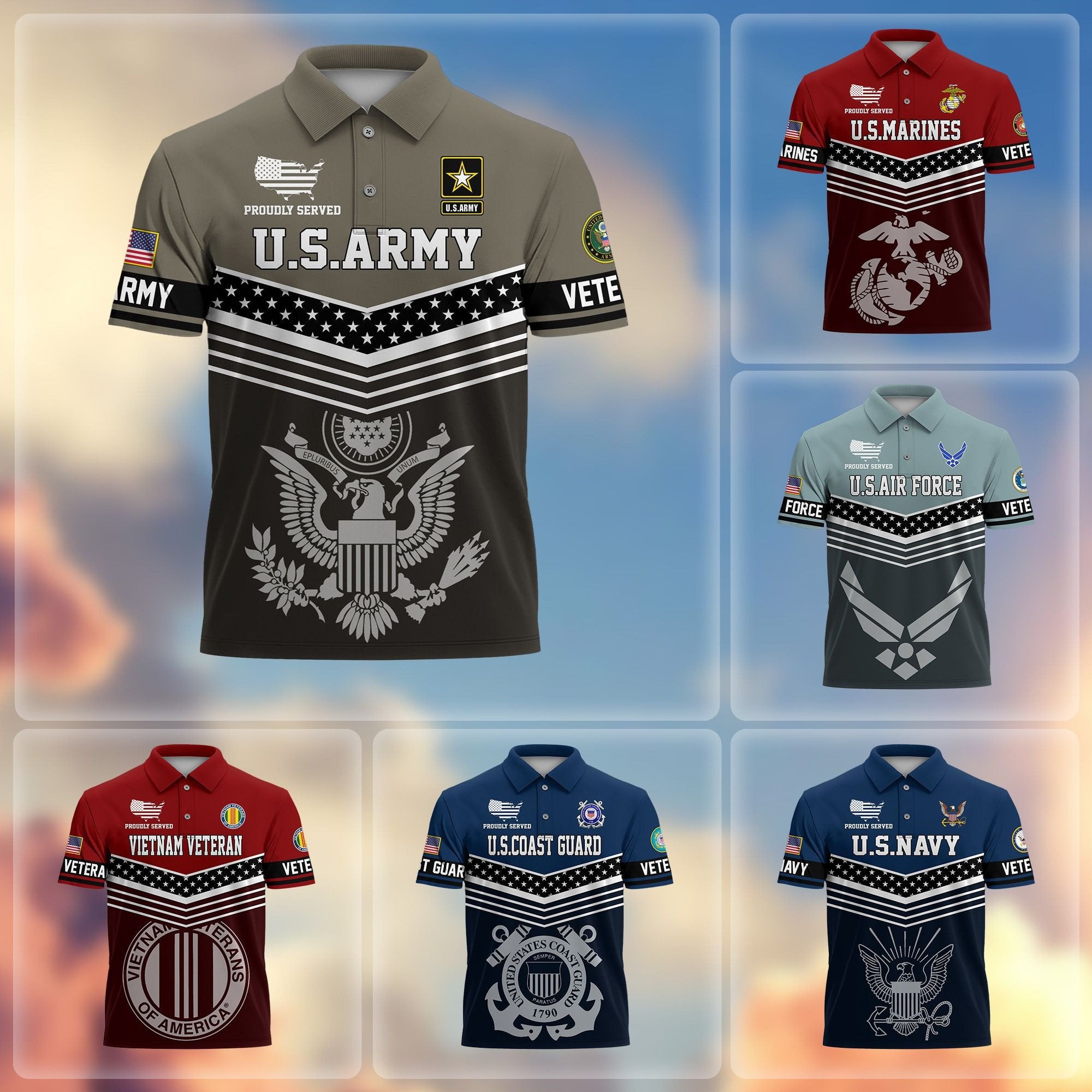 Premium US Veterans Polo Shirt BPHN060311, Gifts For US Veterans, Gifts For Dad, For Husband, Best Gifts On Father's Day, Armed Forces Day, Independence Day, Veterans Day.