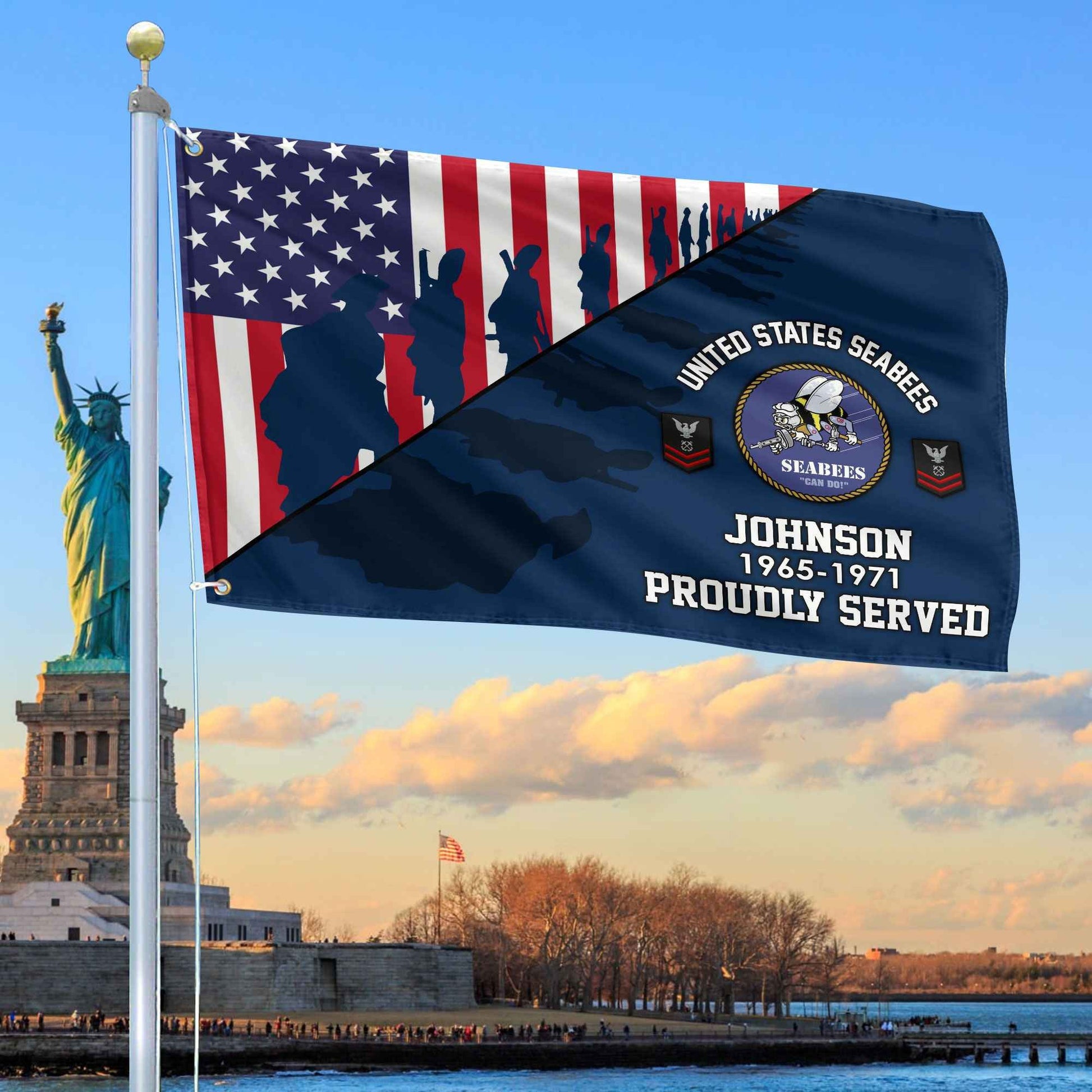 Premium Custom US Seabees Grommet Flag VPVC109509, Gifts For Seabees Veteran, Gifts For Dad, For Husband, Best Gifts On Father's Day, Armed Forces Day, Independence Day, Veterans Day.