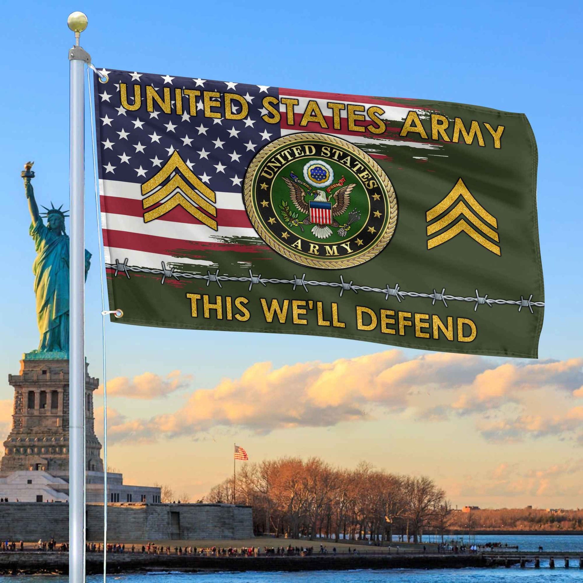 Unique Custom Name, Rank US Army Grommet Flag VPVC109601, Gifts For Army Veteran, Gifts For Dad, For Husband, Best Gifts On Father's Day, Independence Day, Veterans Day.