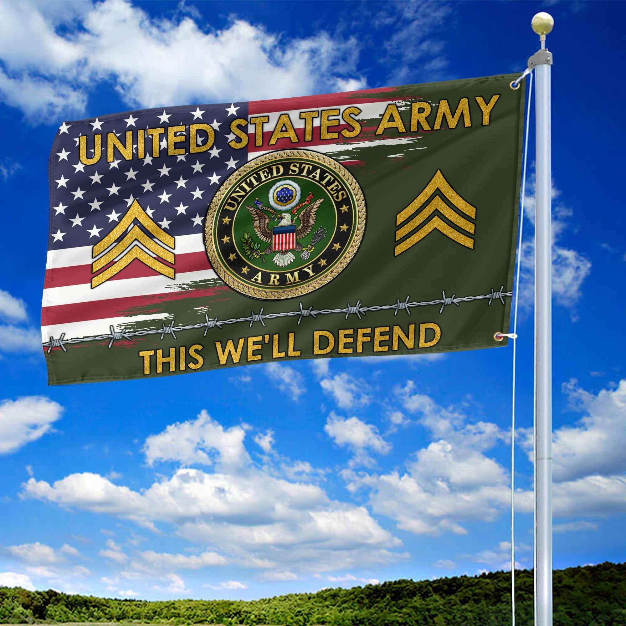 Unique Custom Name, Rank US Army Grommet Flag VPVC109601, Gifts For Army Veteran, Gifts For Dad, For Husband, Best Gifts On Father's Day, Independence Day, Veterans Day.