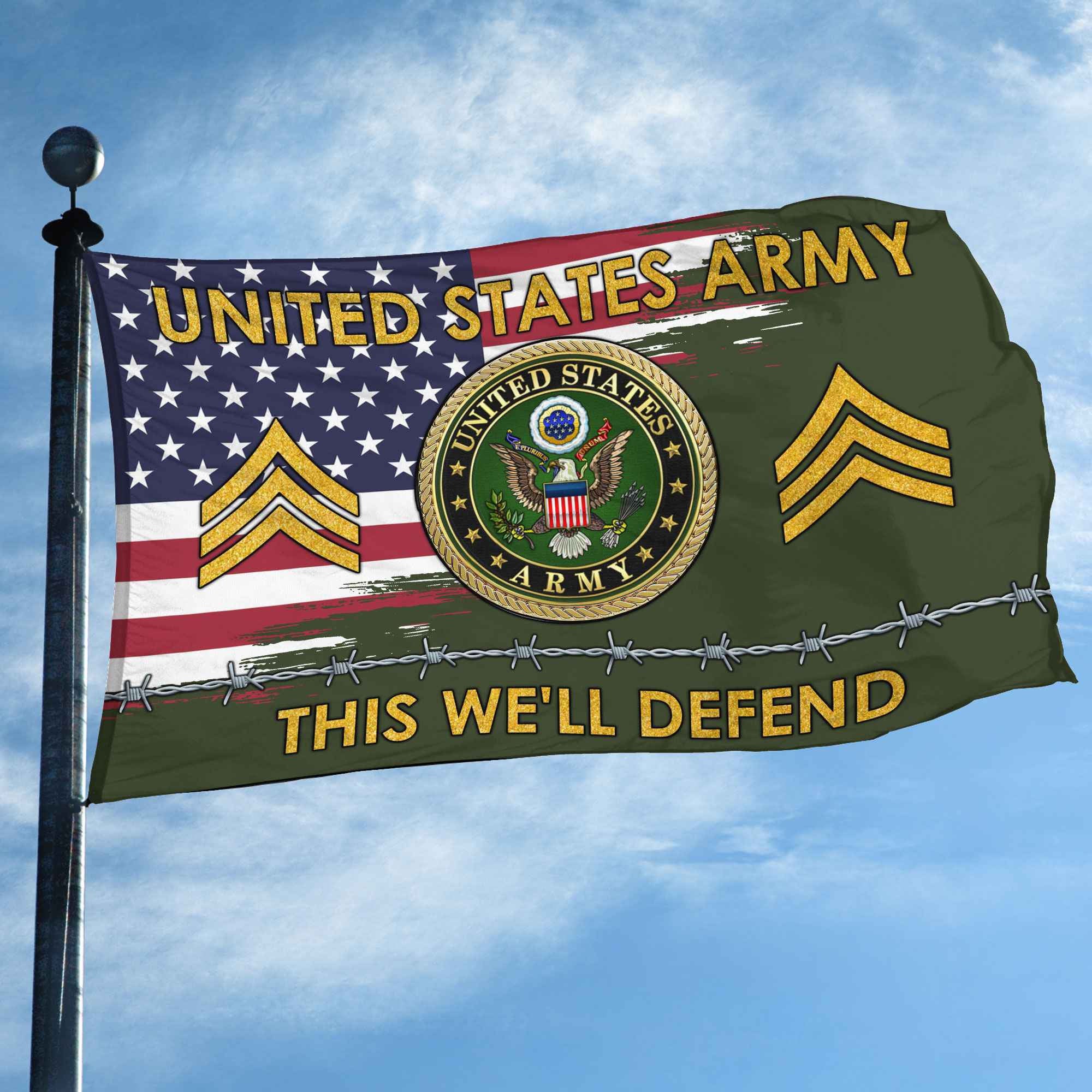 Unique Custom Name, Rank US Army Grommet Flag VPVC109601, Gifts For Army Veteran, Gifts For Dad, For Husband, Best Gifts On Father's Day, Independence Day, Veterans Day.