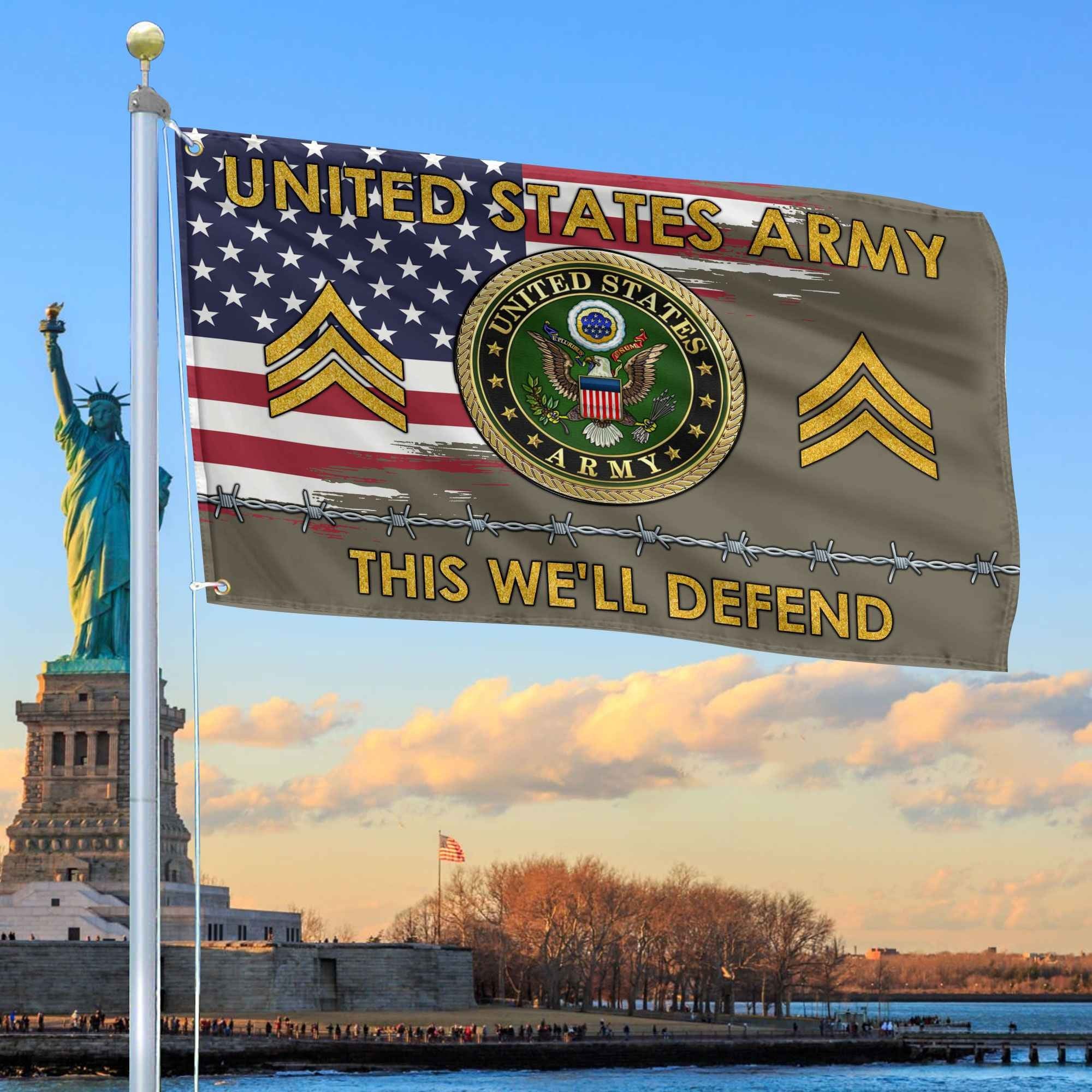 Unique Custom Name, Rank US Army Grommet Flag VPVC109610, Gifts For Army Veteran, Gifts For Dad, For Husband, Best Gifts On Father's Day, Independence Day, Veterans Day.