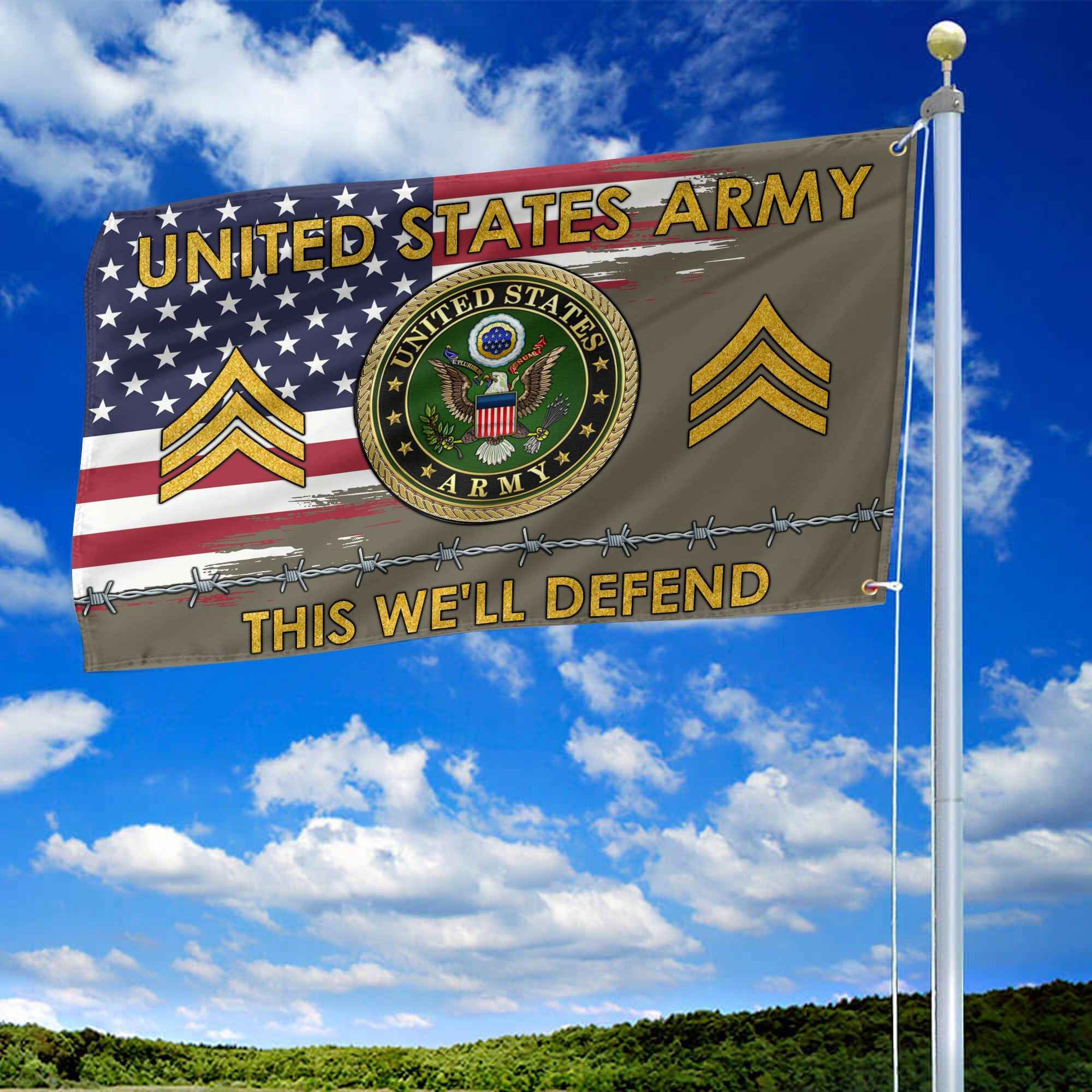 Unique Custom Name, Rank US Army Grommet Flag VPVC109610, Gifts For Army Veteran, Gifts For Dad, For Husband, Best Gifts On Father's Day, Independence Day, Veterans Day.