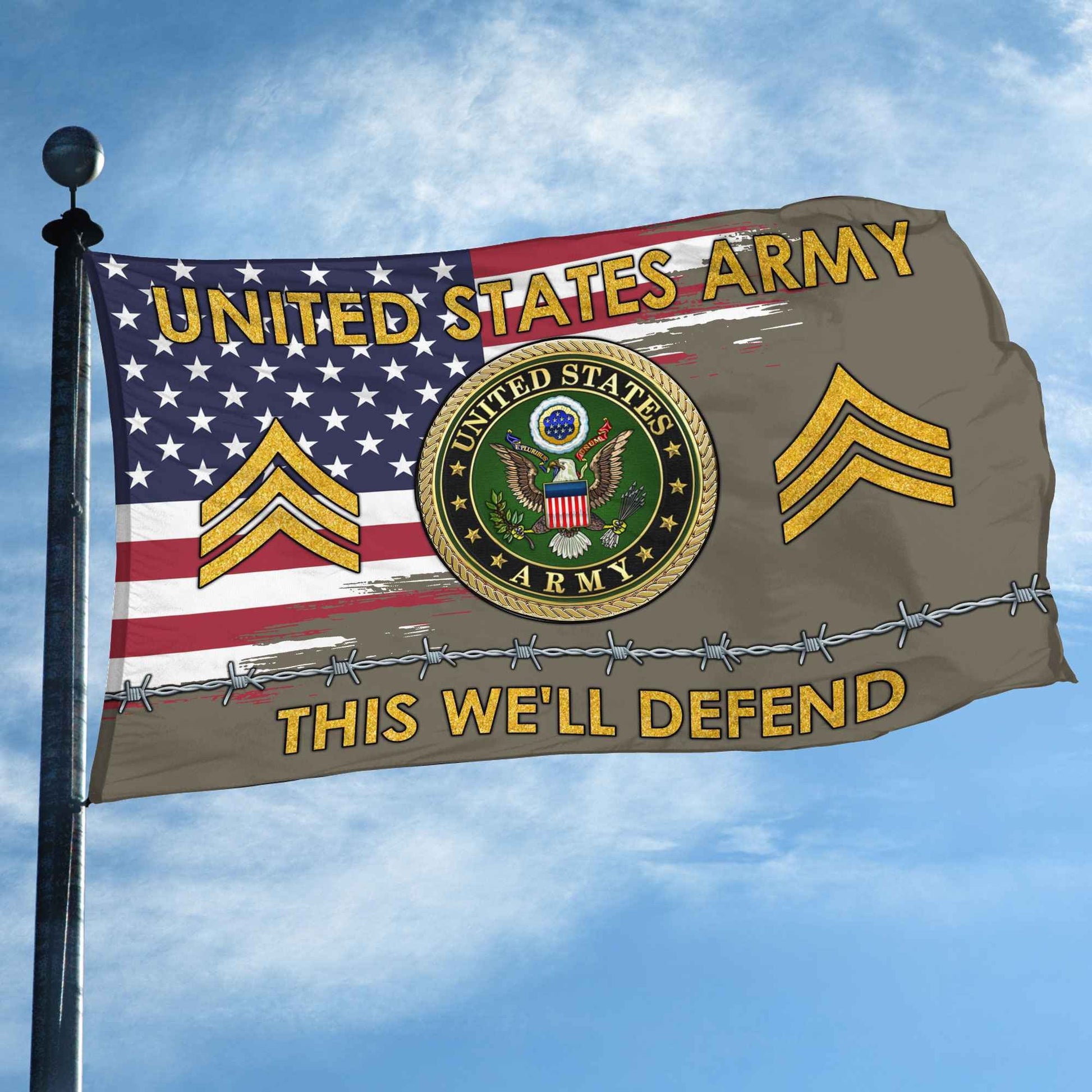 Unique Custom Name, Rank US Army Grommet Flag VPVC109610, Gifts For Army Veteran, Gifts For Dad, For Husband, Best Gifts On Father's Day, Independence Day, Veterans Day.