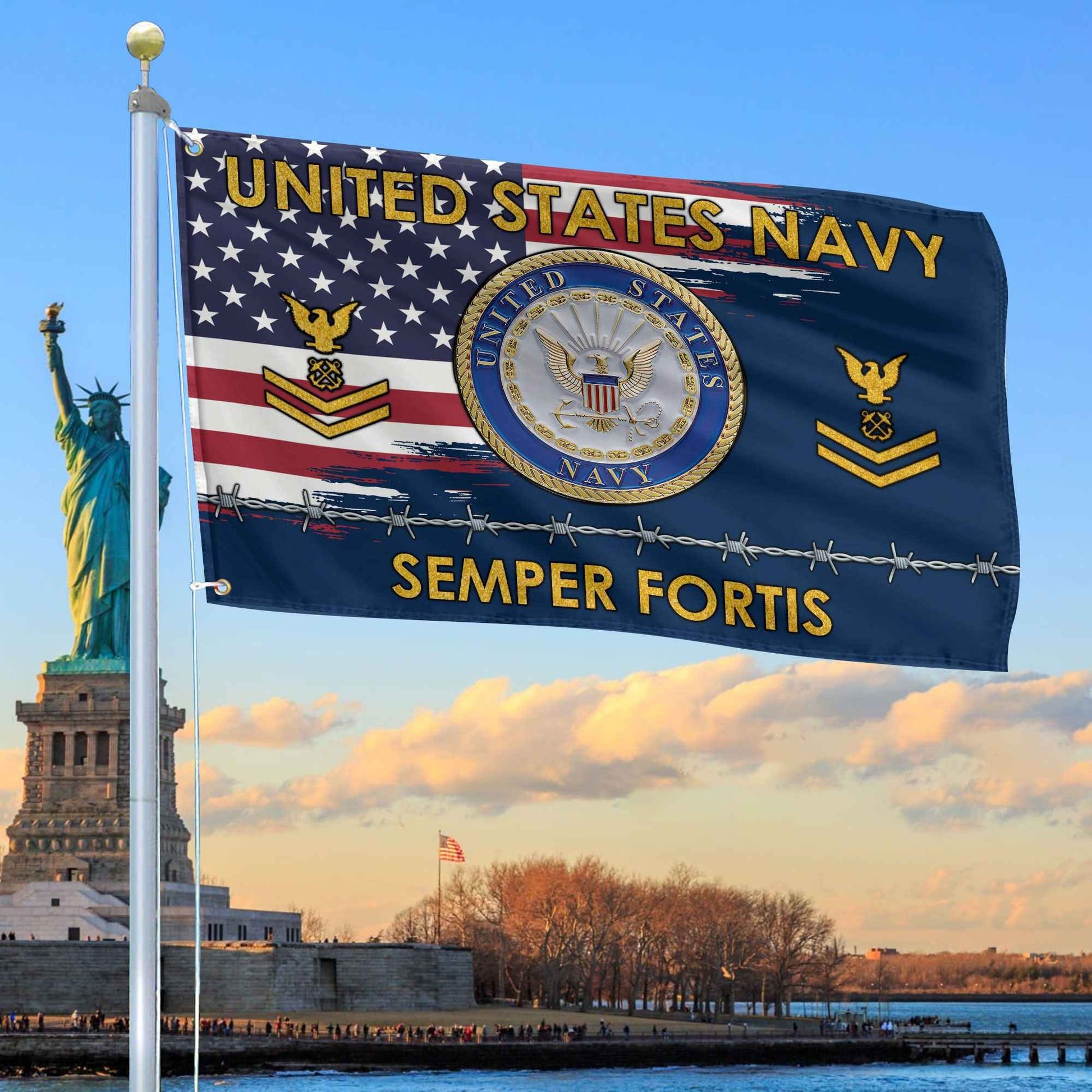Unique Custom Name, Rank US Navy Grommet Flag VPVC109602, Gifts For Navy Veteran, Gifts For Dad, For Husband, Best Gifts On Father's Day, Independence Day, Veterans Day.