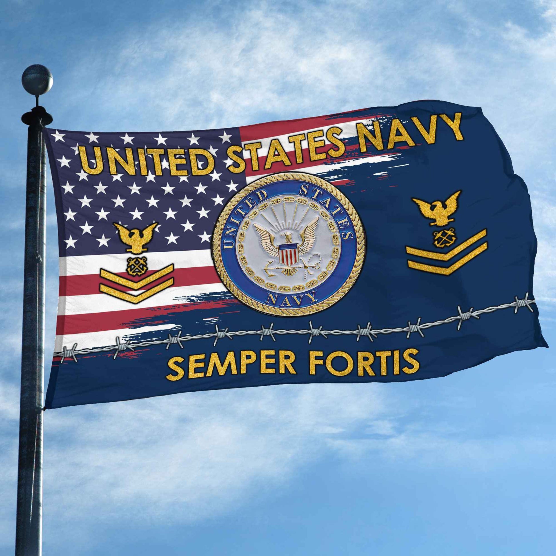 Unique Custom Name, Rank US Navy Grommet Flag VPVC109602, Gifts For Navy Veteran, Gifts For Dad, For Husband, Best Gifts On Father's Day, Independence Day, Veterans Day.